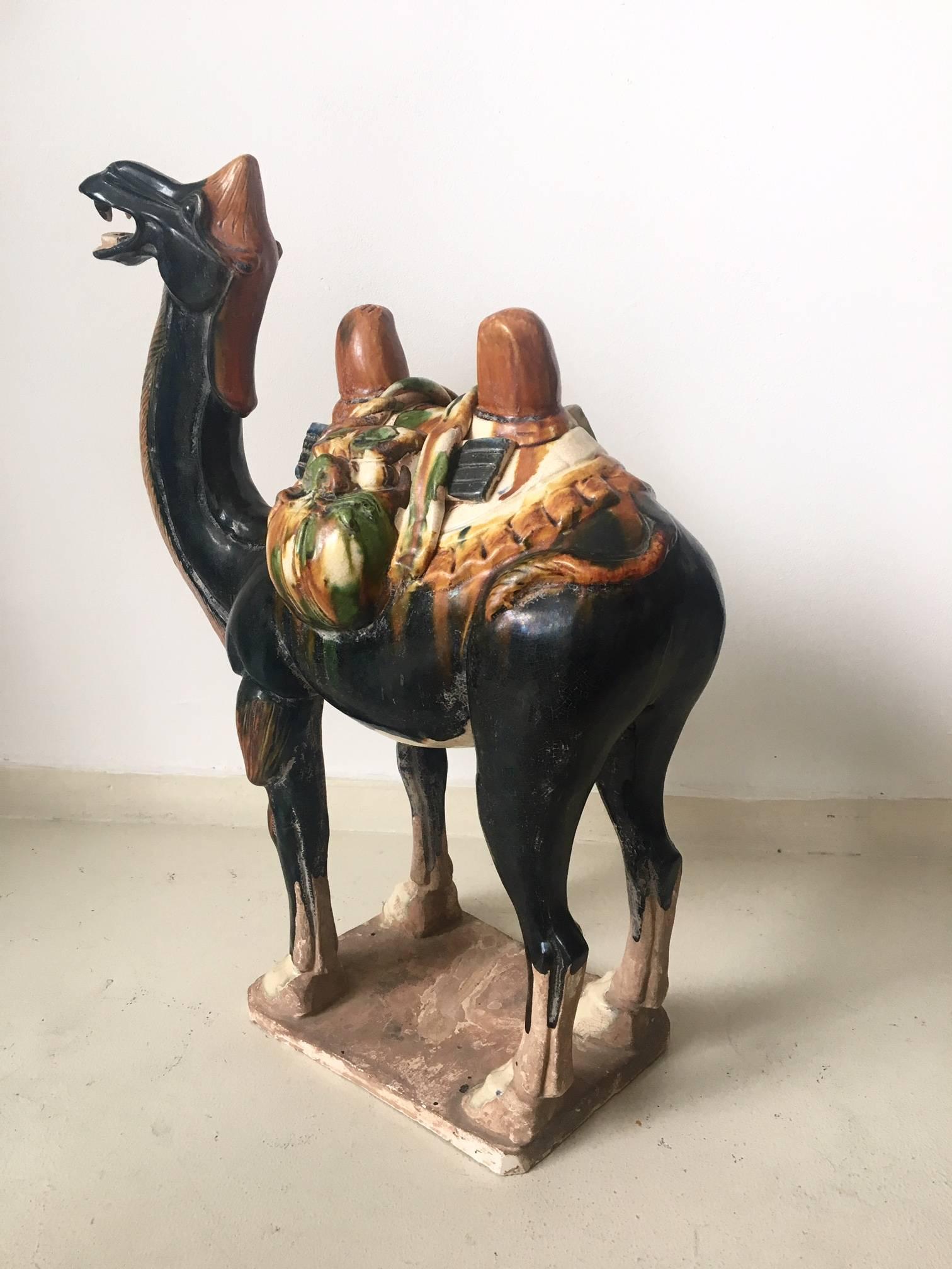 Antike chinesische Kamel mit Sancai-Glasur.  (Moderne der Mitte des Jahrhunderts) im Angebot