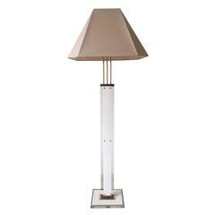 Lucite and Brass Floor Lamp in Style of Karl Springer, 1970s 11