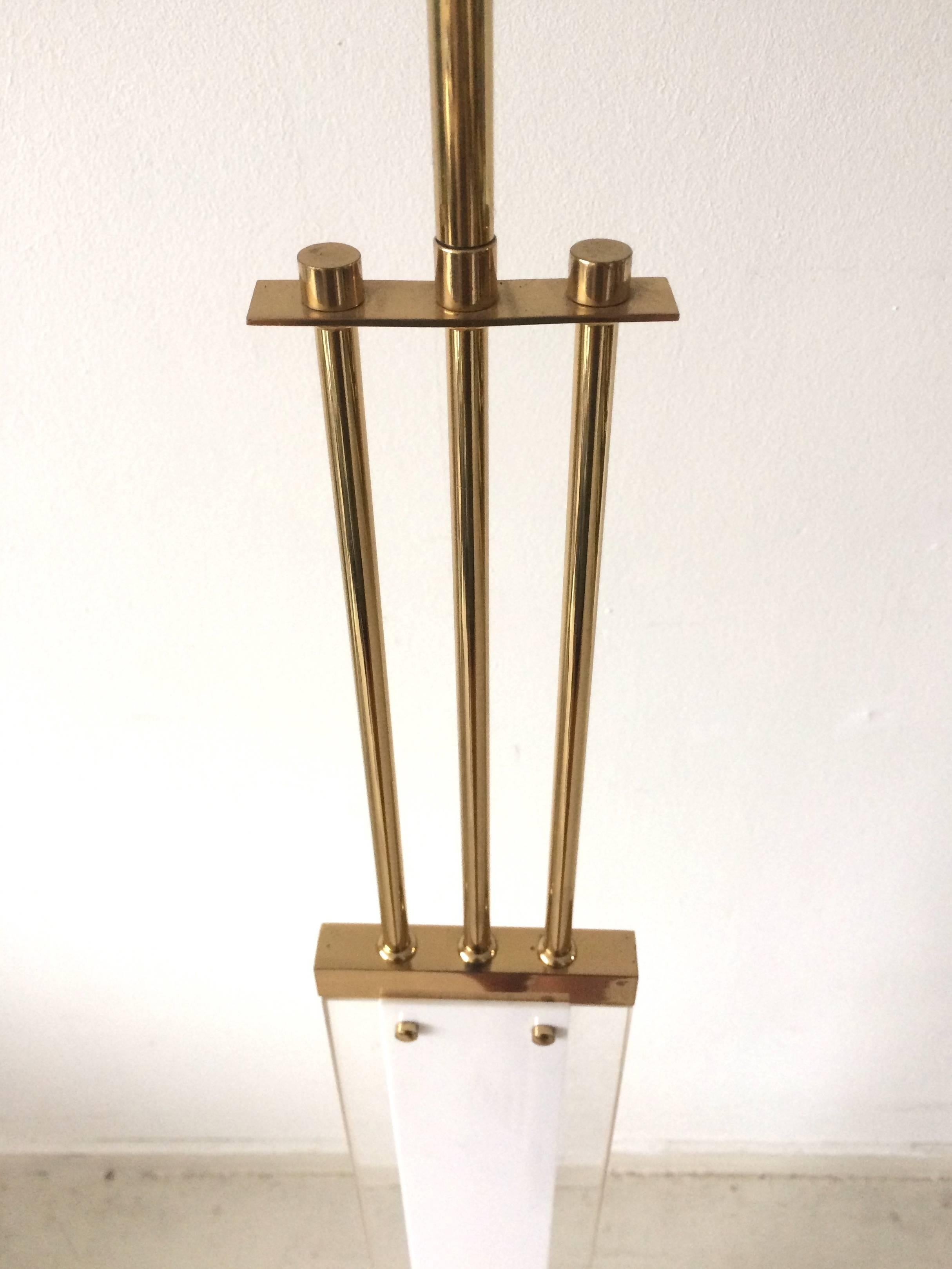 Late 20th Century Lucite and Brass Floor Lamp in Style of Karl Springer, 1970s