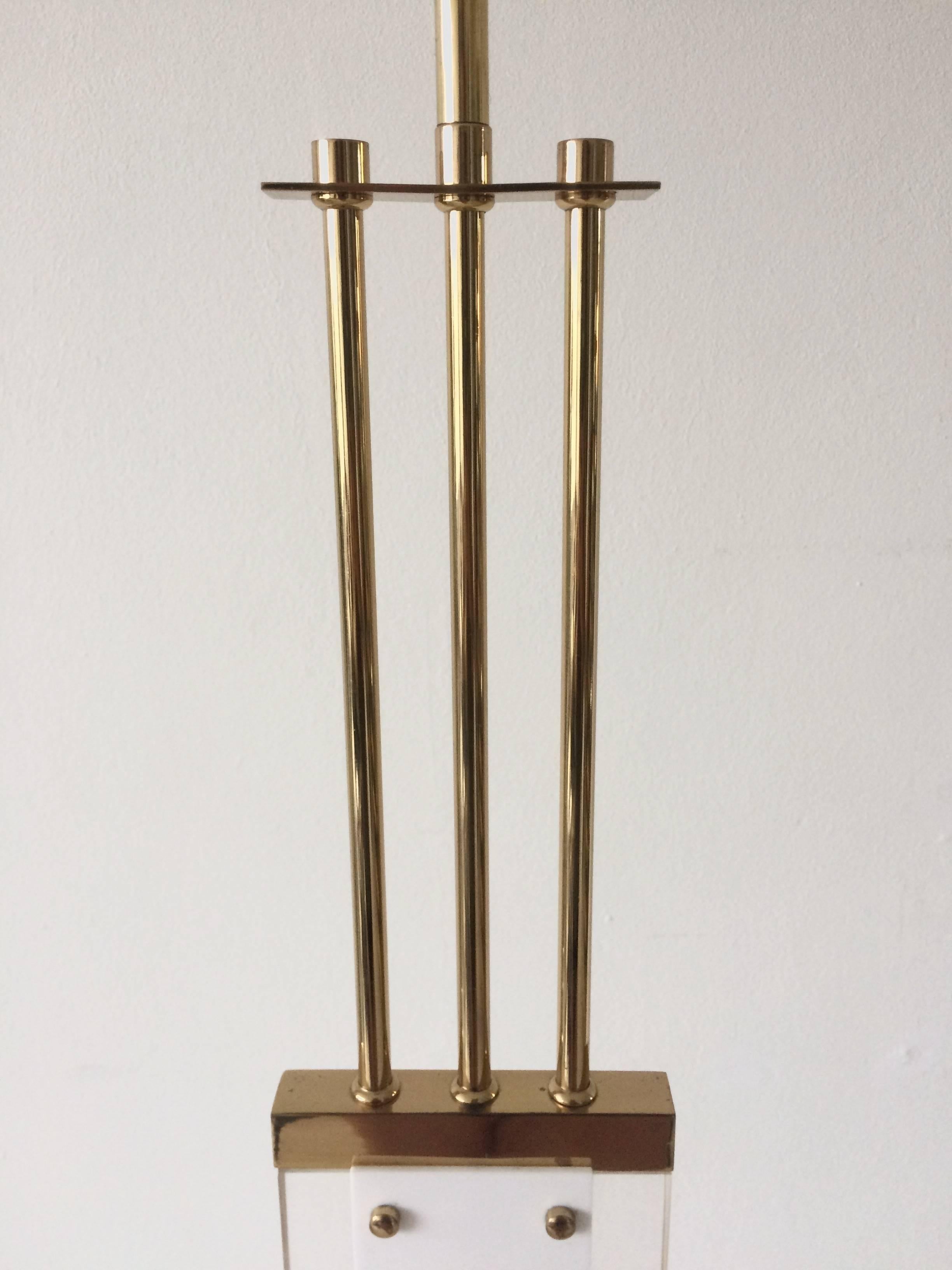 American Lucite and Brass Floor Lamp in Style of Karl Springer, 1970s