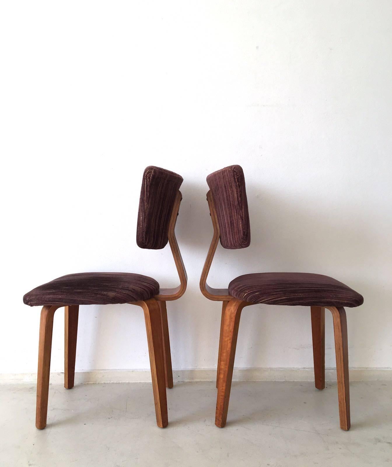 Mid-Century Dining Chairs by Cor Alons for den Boer Gouda, 1949 In Good Condition In Schagen, NL