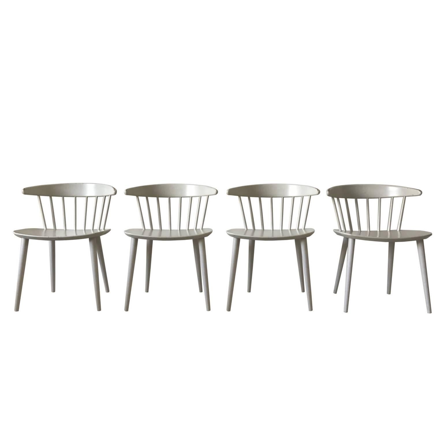 Stunning White J104 Dining Chairs by Jørgen Bækmark for FDB Møbler, 1960s