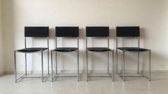 Set of Four Natural Leather Spaghetti Chairs by G. Belotti for Alias, 1980s