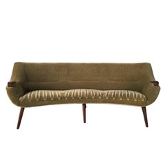 Vintage Ico Parisi Style Sofa Set with Teak Details and Green Fabric. LAST CHANCE SALE