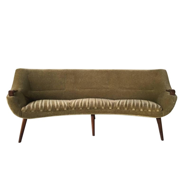 Ico Parisi Style Sofa Set with Teak Details and Green Fabric. LAST ...