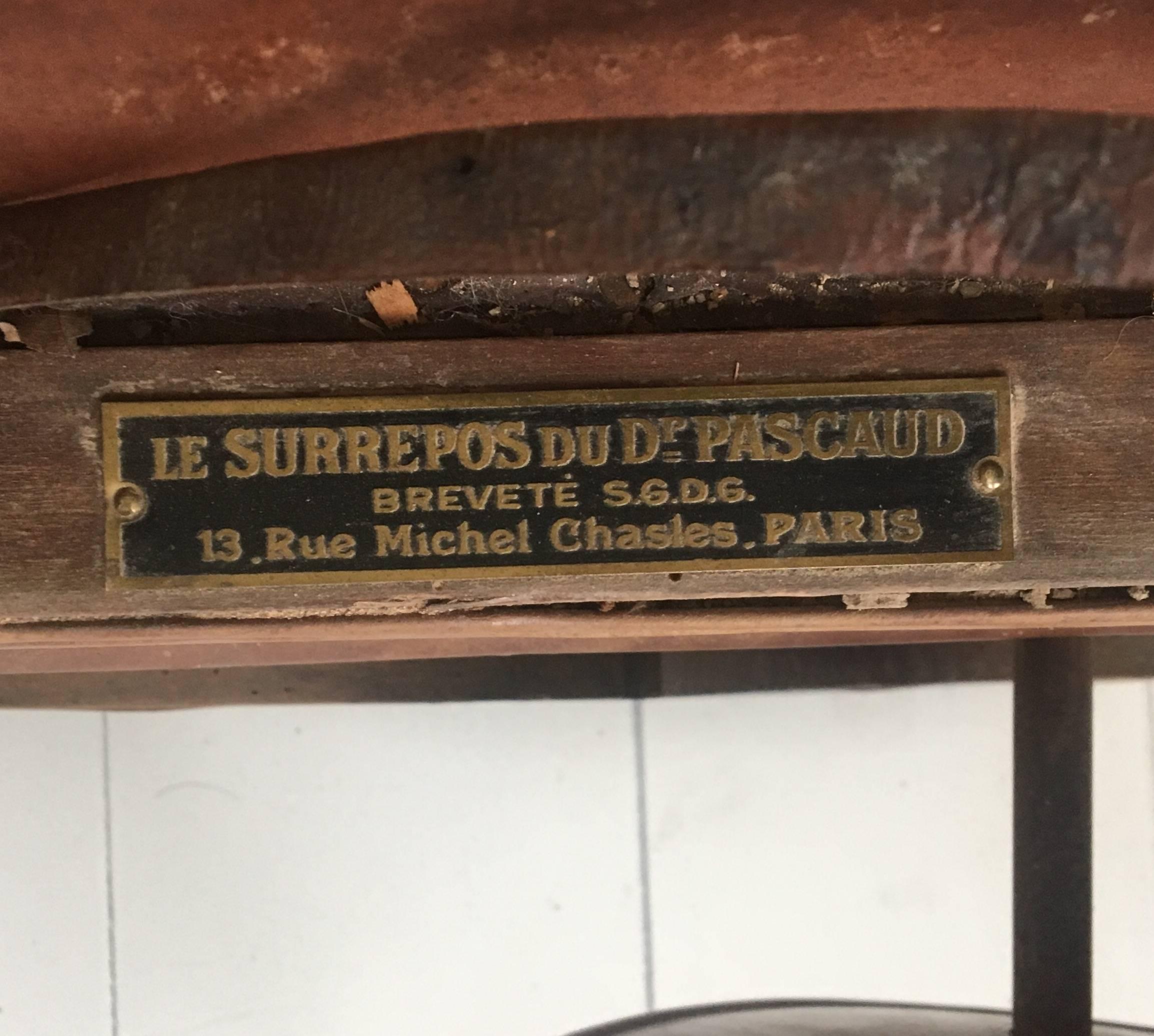 Early 20th Century Rare Brown Antique Lounge Chair 'Le Surrepos Du Dr. Pascaud' Paris, circa 1924 For Sale