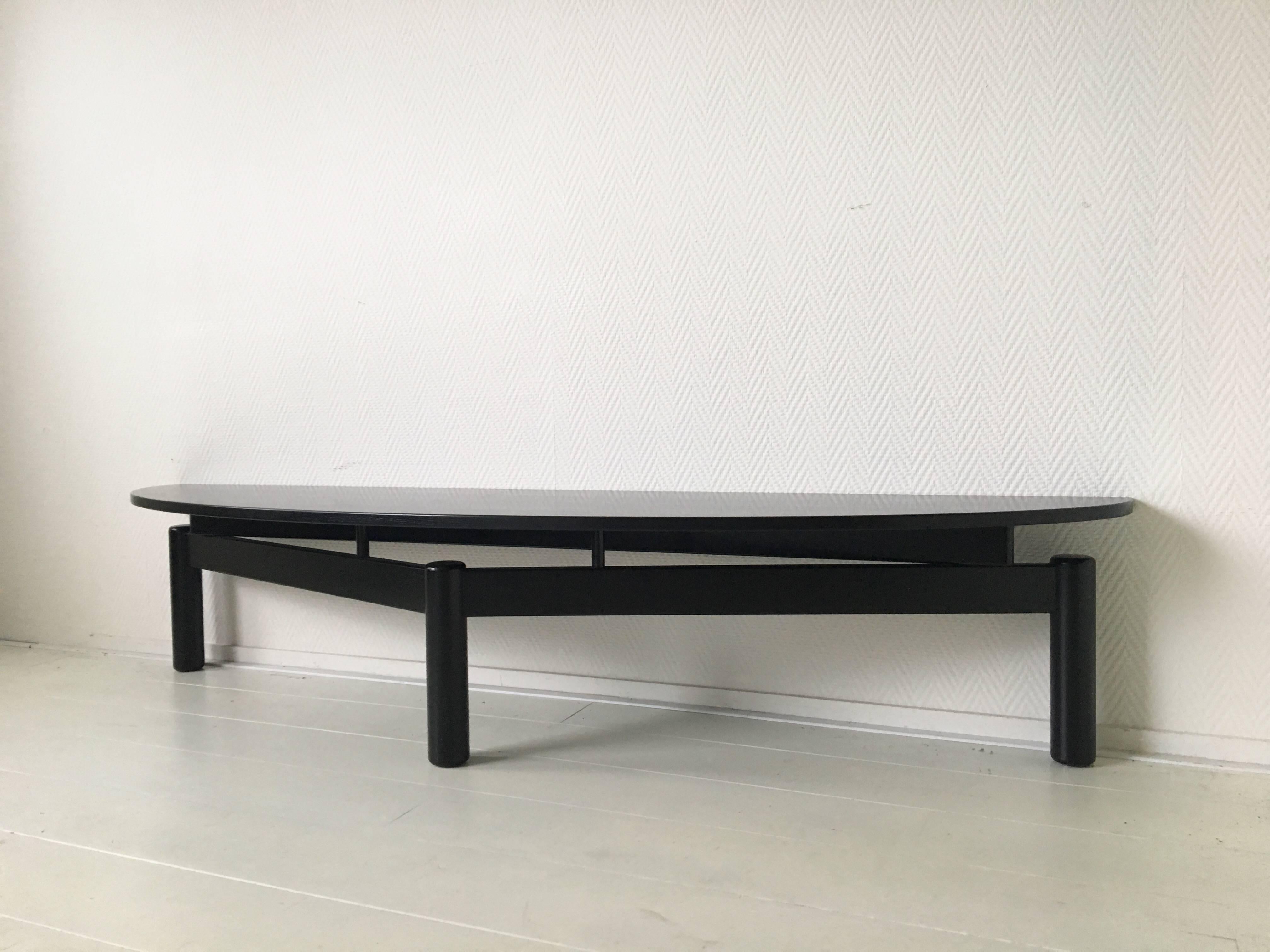 Italian Black Coffee Table, Console Table, Model Sinbad, by Vico Magistretti for Cassina