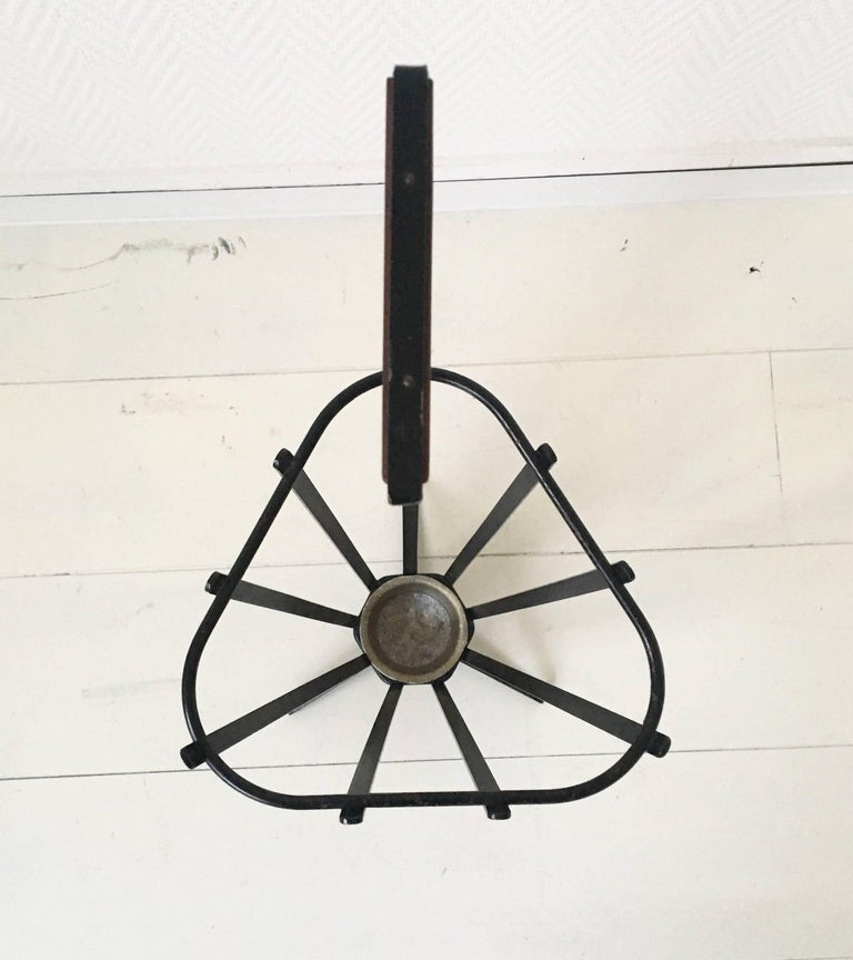 Metal and Teak Tripod Umbrella Stand in Style of Mathieu Matégot, 1950s