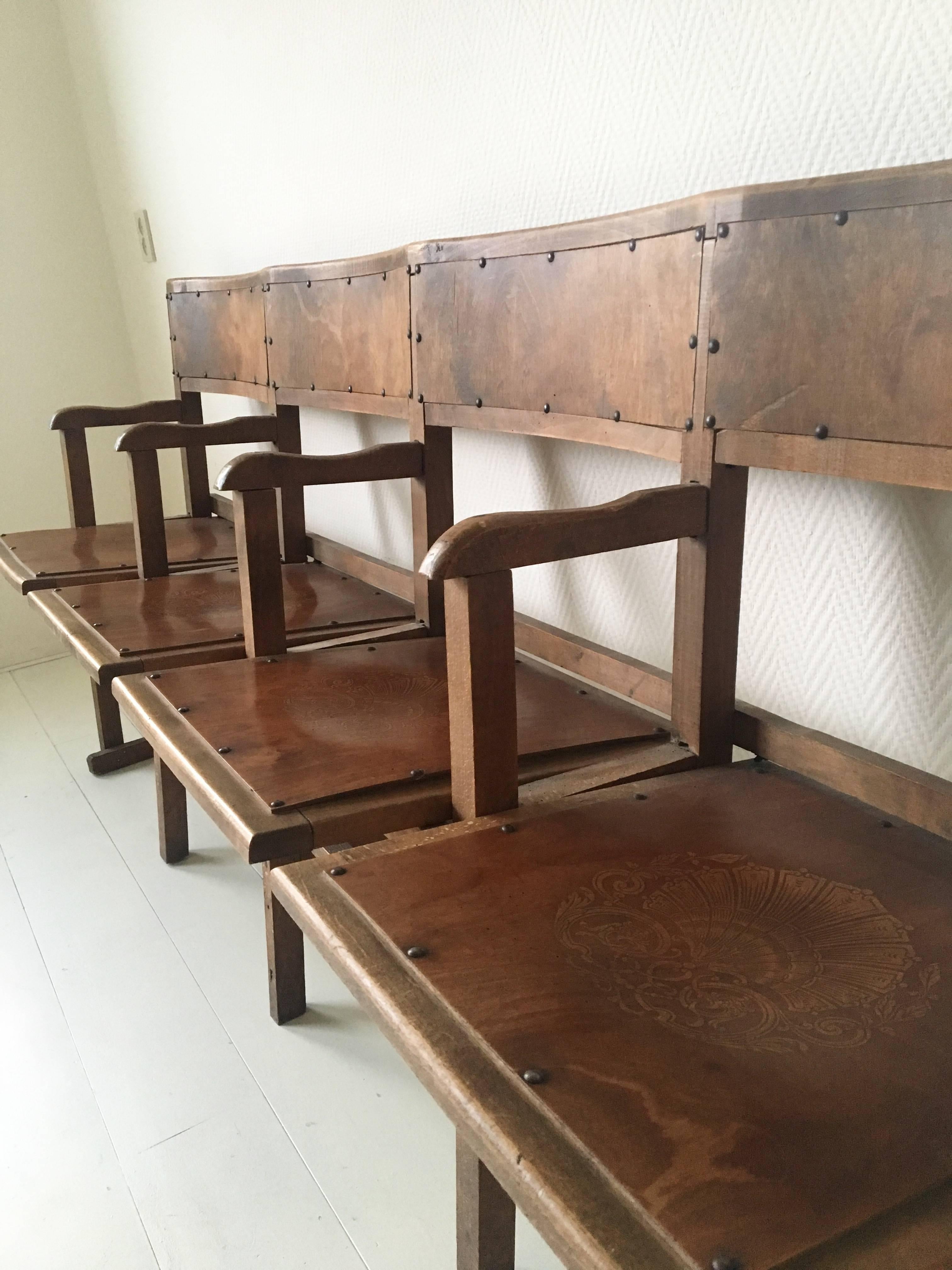 Industrial and Foldable Cinema Chairs by Luterma Estonia, circa 1940s In Good Condition For Sale In Schagen, NL