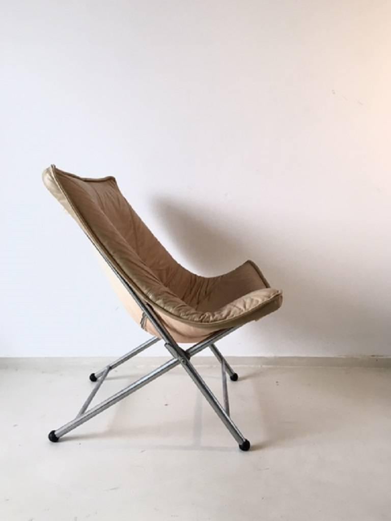 Mid-Century Modern Foldable Easy Chairs Designed by Teun Van Zanten for Molinari, 1970s For Sale