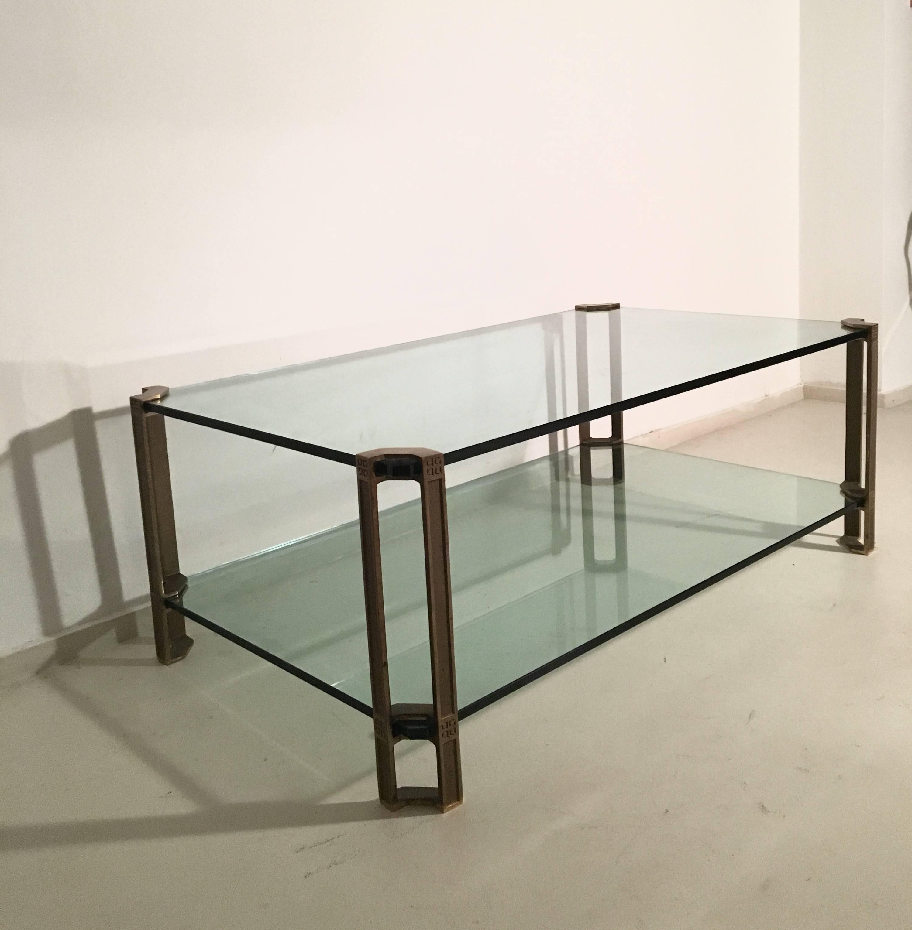 Dutch T24D Brass and Glass Coffee Table Designed by Peter Ghyczy, 1979