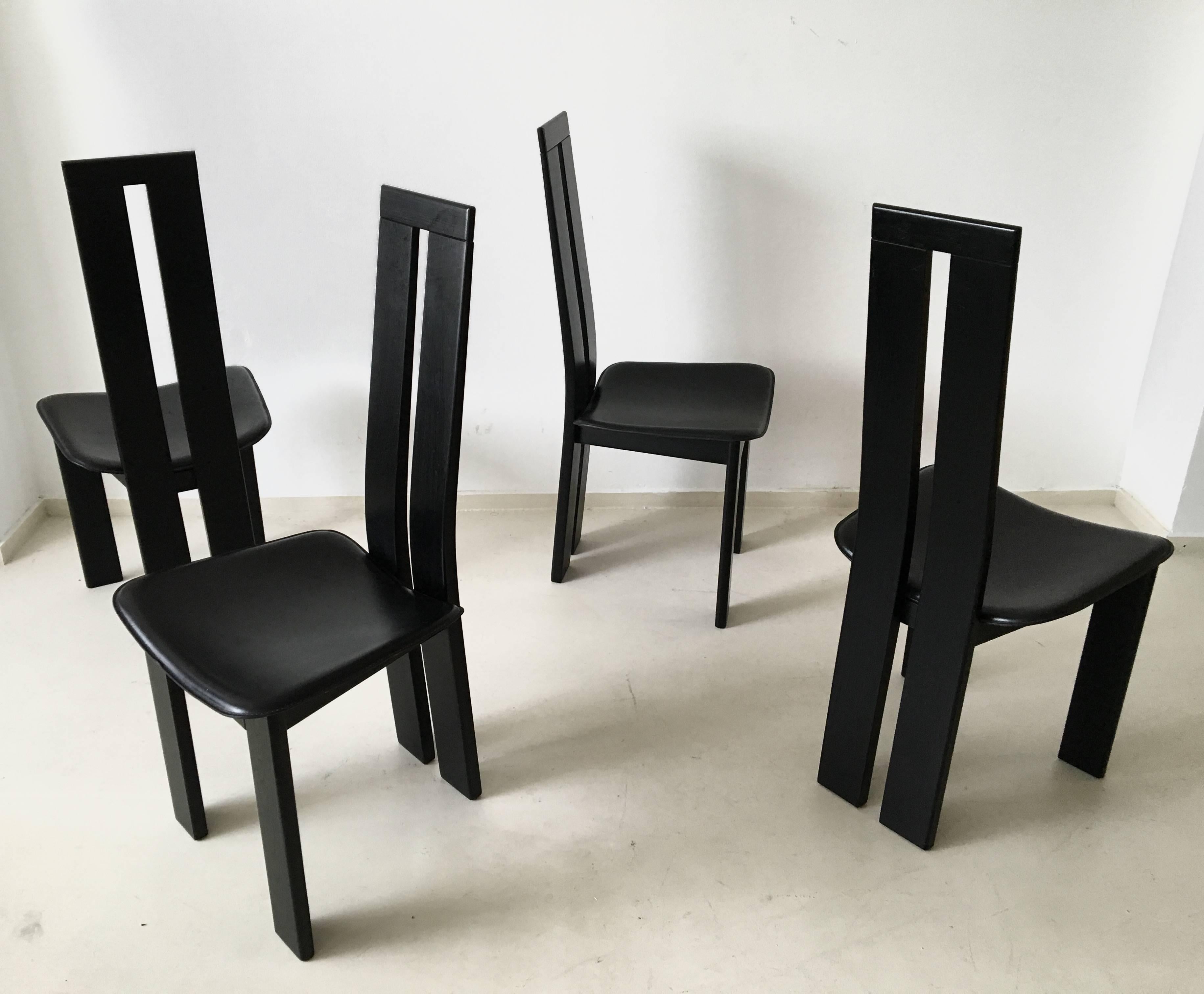 Italian Set of Four Dining Chairs Designed by Pietro Constantini for Ello, Italy, 1970s For Sale