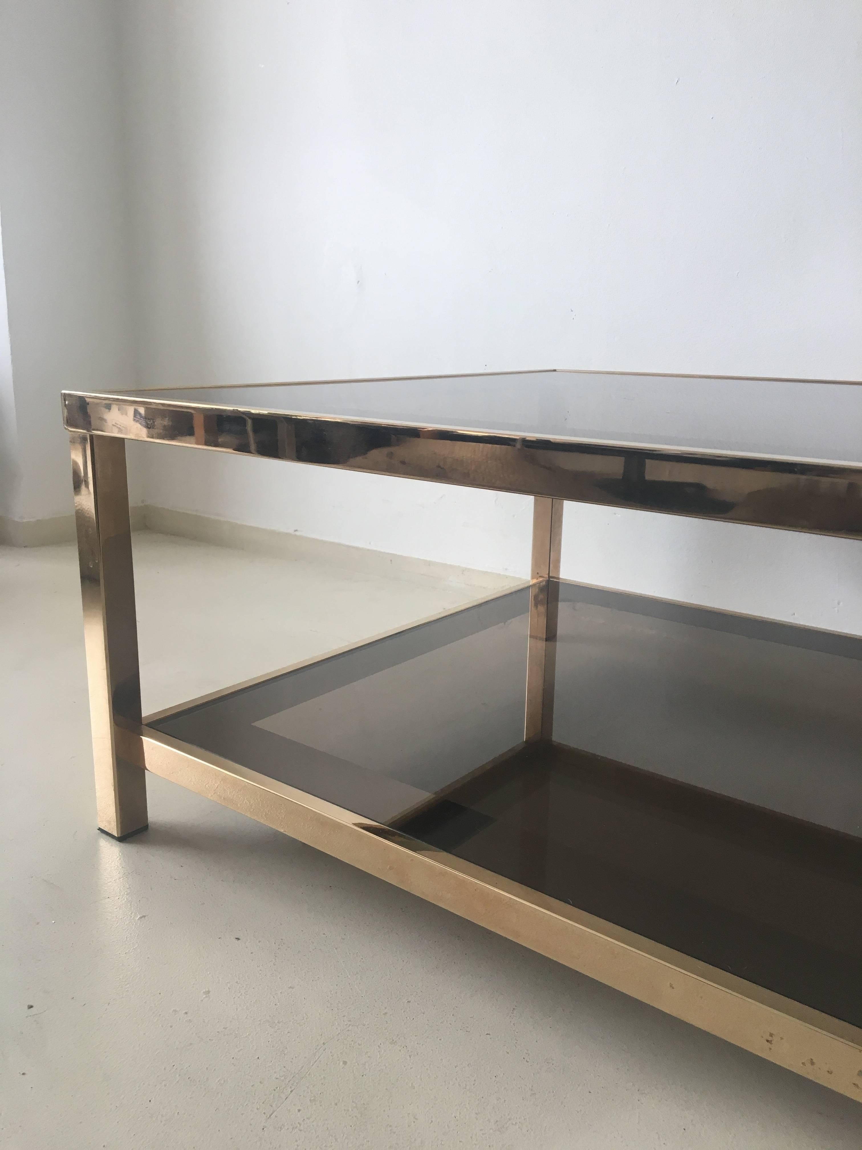 23-Carat Rectangular Gold-Plated Coffee Table, 1960s In Good Condition For Sale In Schagen, NL
