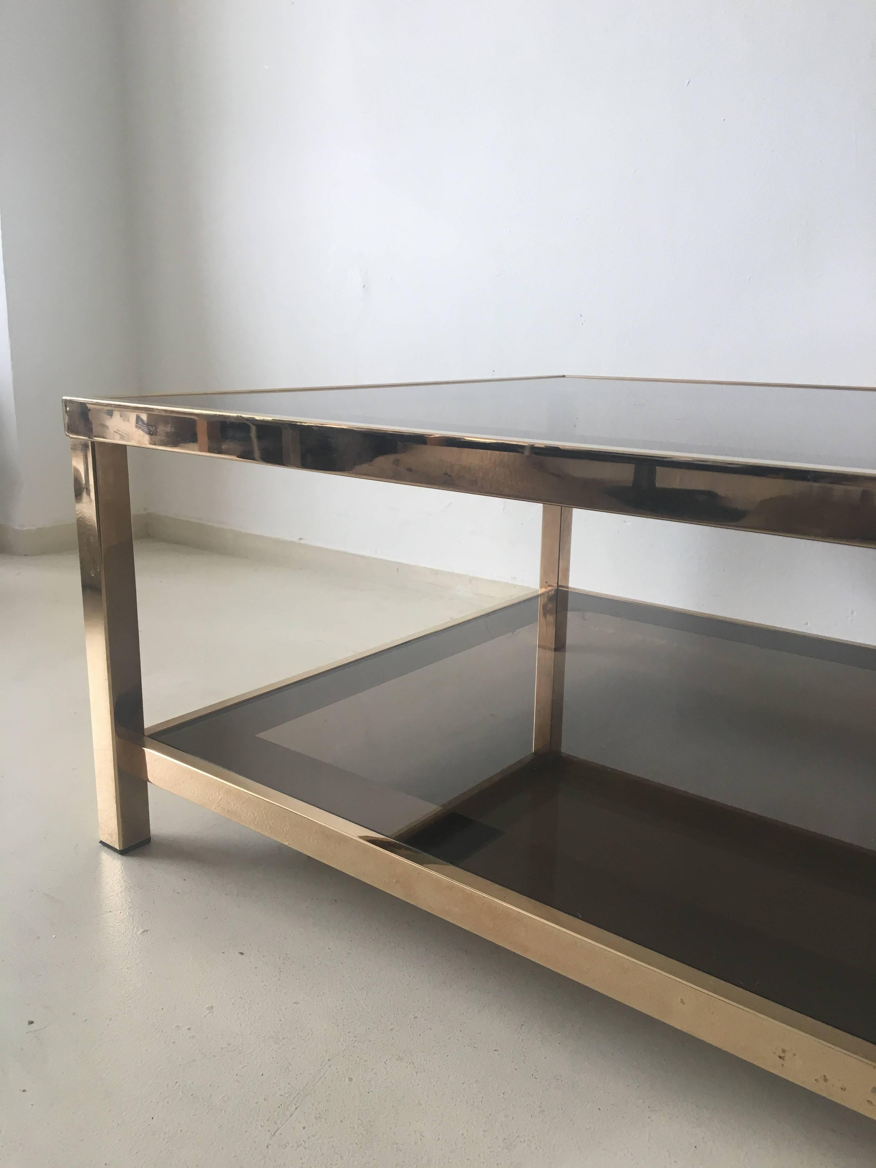 23-Carat Rectangular Gold-Plated Coffee Table, 1960s For Sale at 1stDibs
