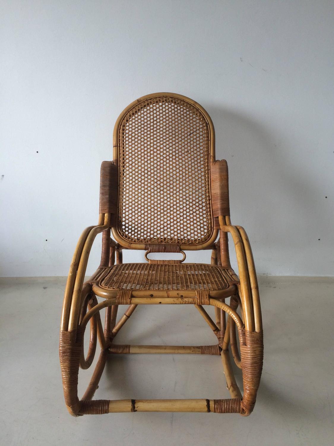 Vintage Bamboo Rocking Chair, 1960s For Sale at 1stdibs