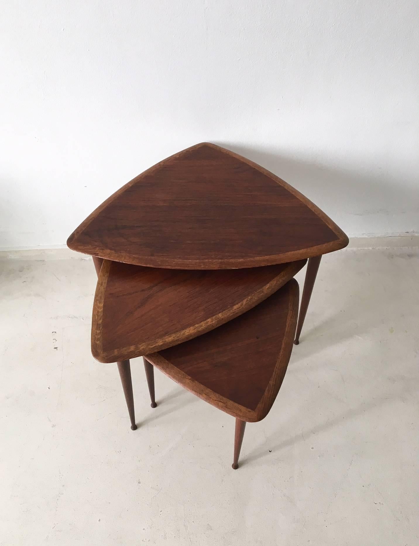 Scandinavian Modern Danish Nesting Tables in the Manner of Poul Jensen for Selig, Denmark, 1960s