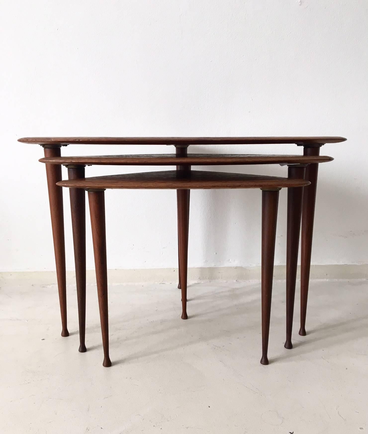 Danish Nesting Tables in the Manner of Poul Jensen for Selig, Denmark, 1960s In Good Condition In Schagen, NL