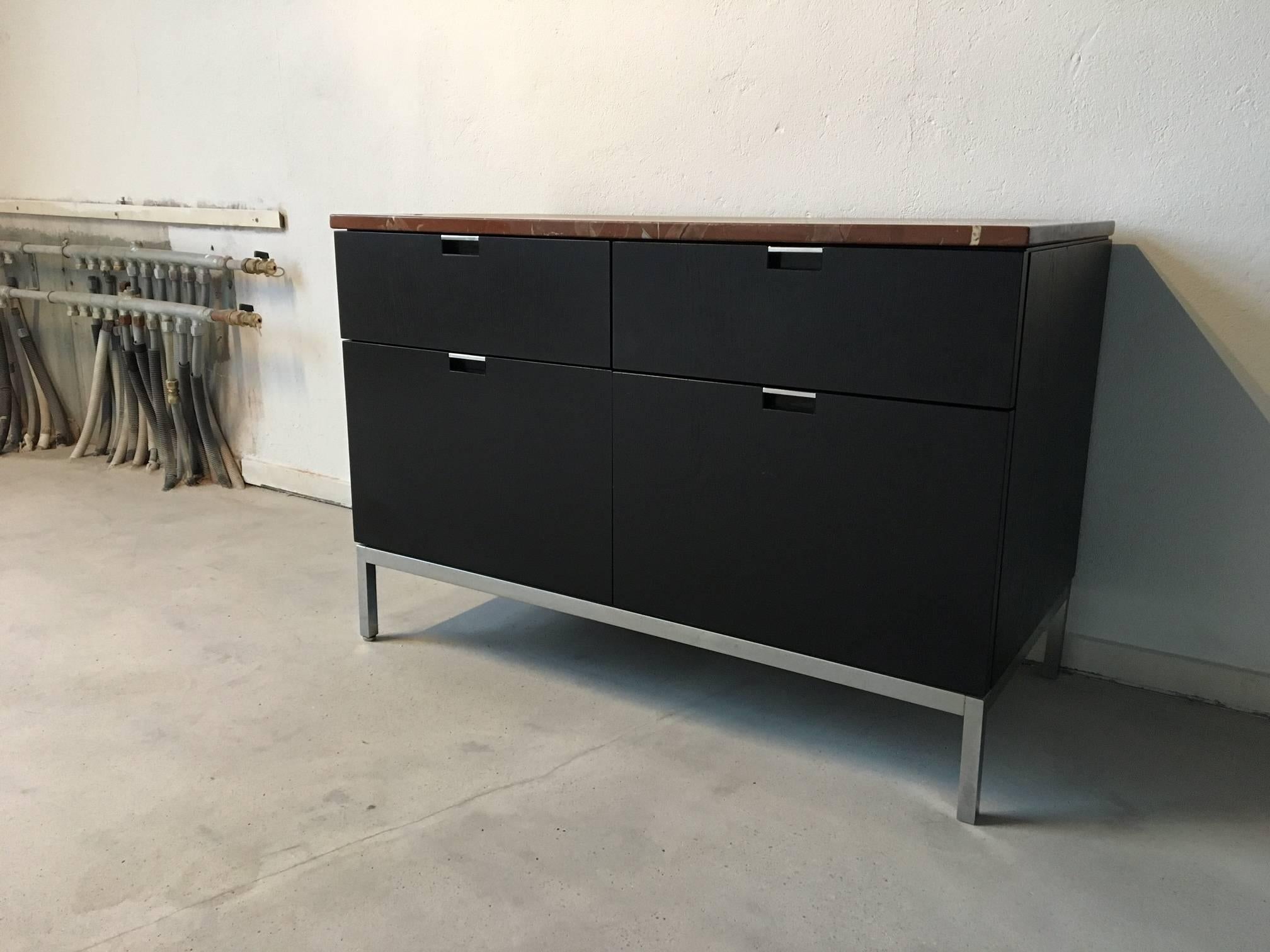 Ebonized Exclusive Credenza with Marble Top by Florence Knoll, 1961
