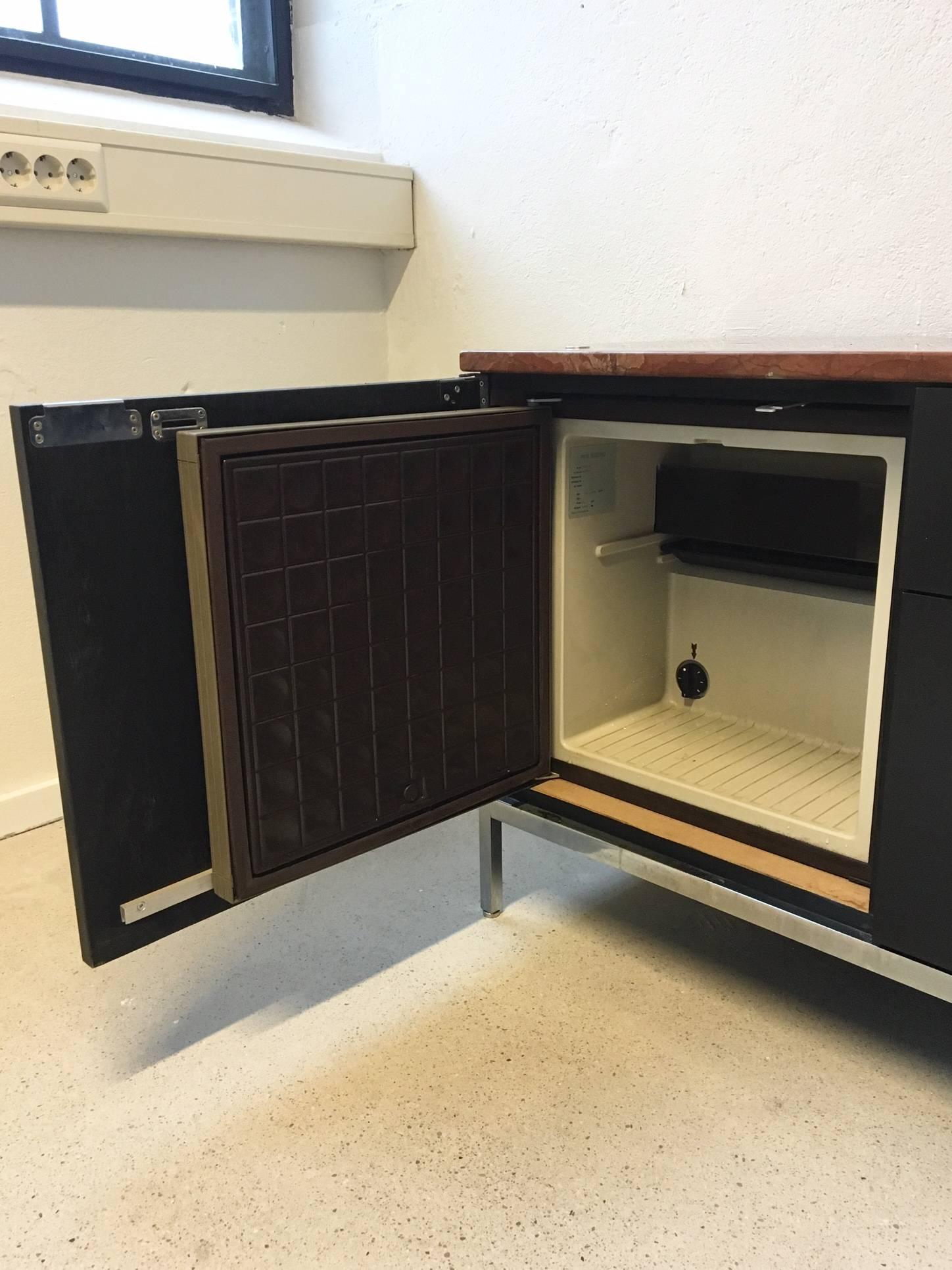 American Exclusive Credenza with Refrigerator and Marble Top, by Florence Knoll, 1961 For Sale