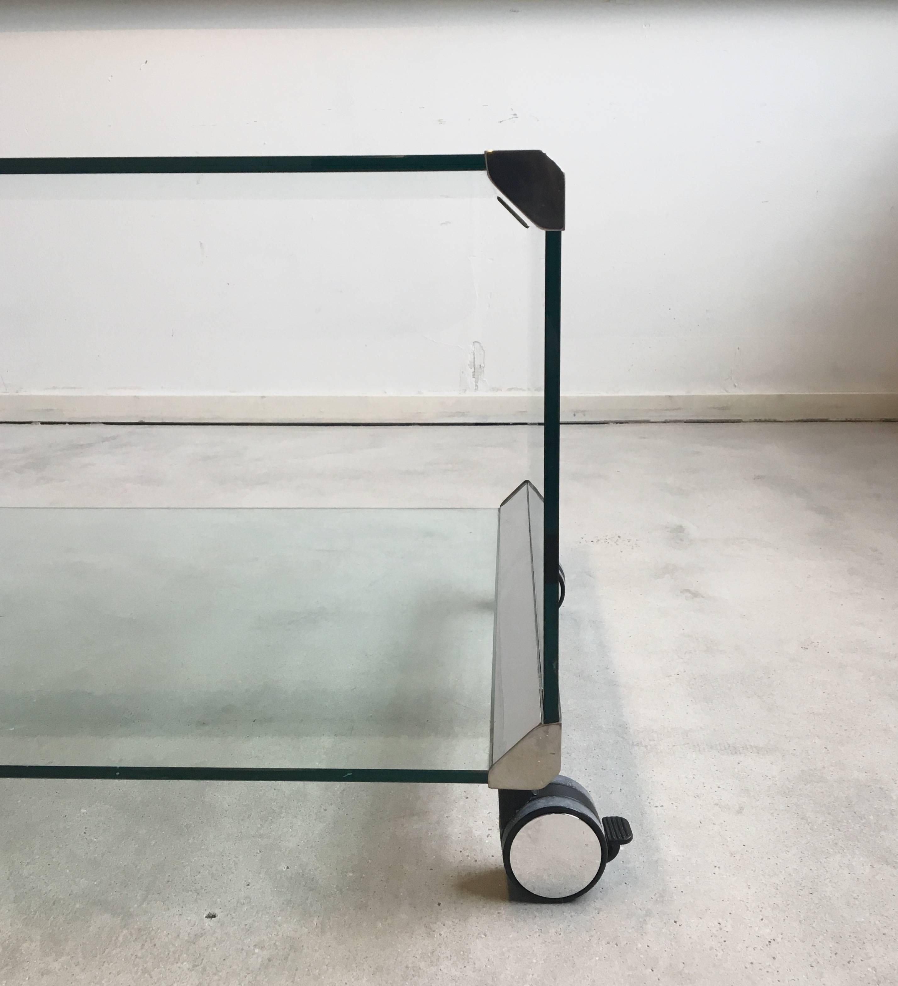 Italian Chrome and Glass Coffee Table, by Pierangelo Galotti for Galotti & Radice, 1975 For Sale