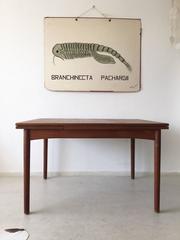 Scandinavian Draw-Leaf Extendable Teak Dining Table, 1960s
