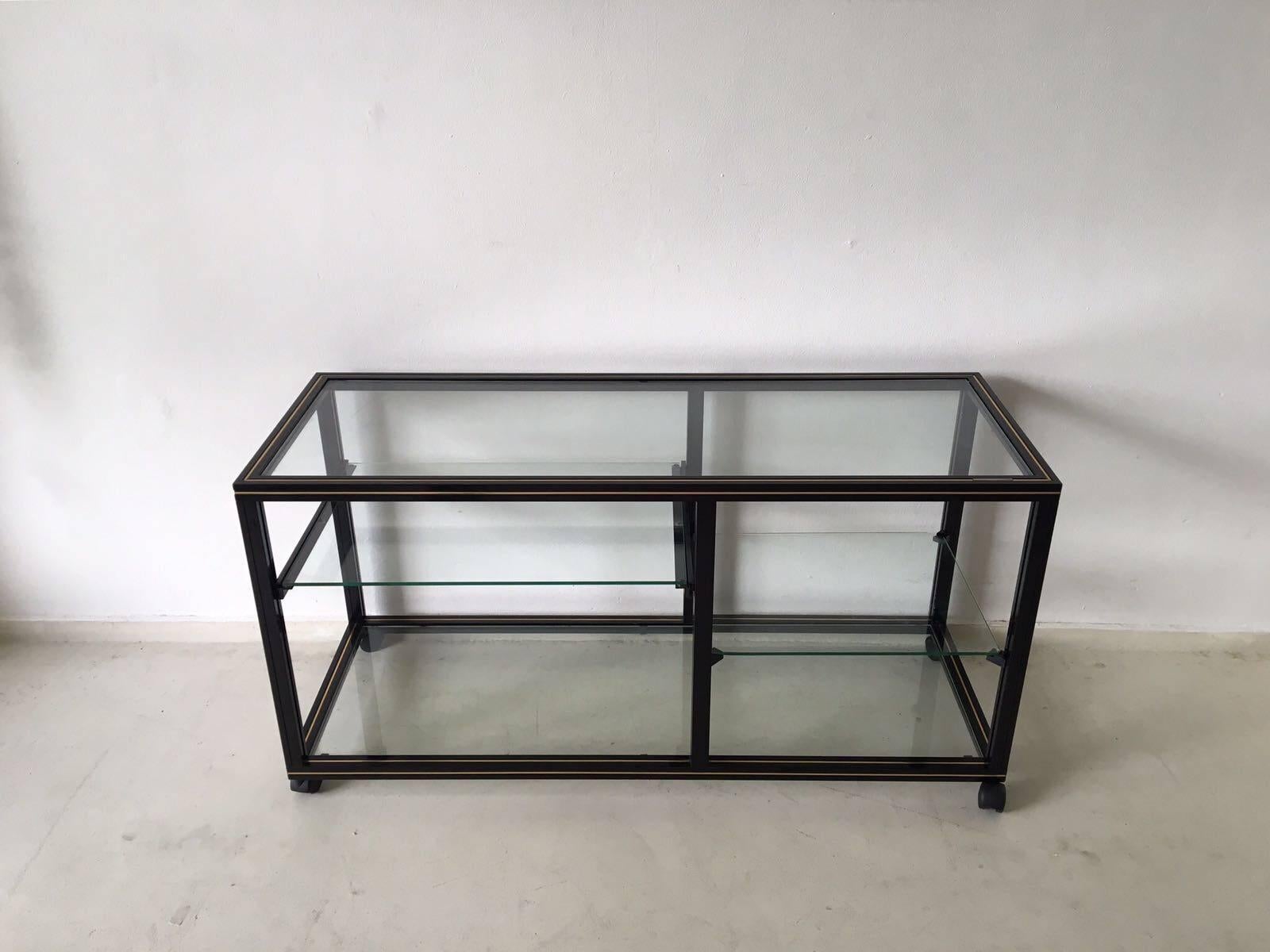 French Mid-Century Modern Tv Table with Extendable Glass Sheet by Pierre Vandel, 1970s
