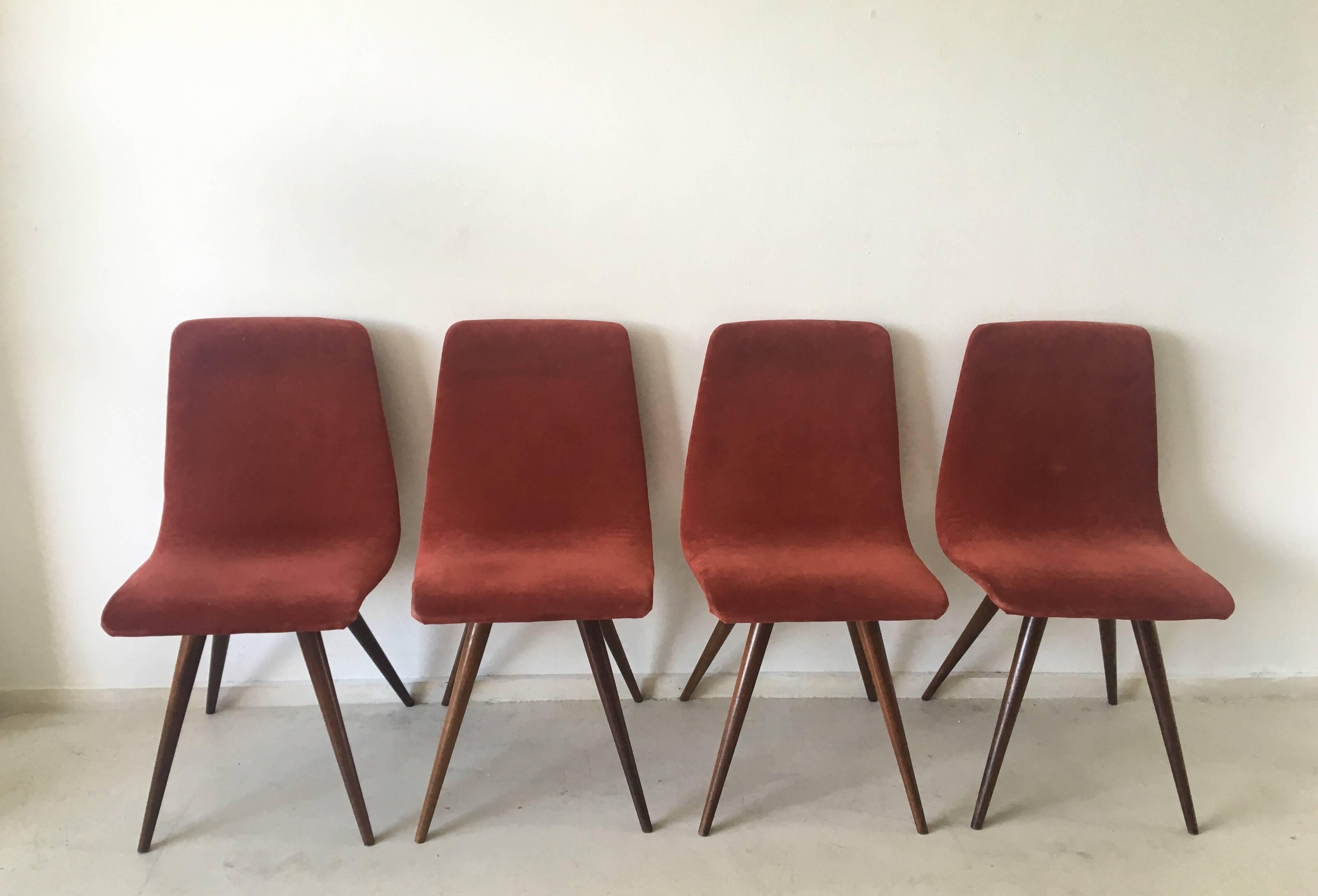 Dutch Rare Mid-Century Dining Chairs, Attributed to Gj Van Os, 1950s