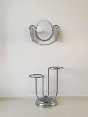 Machine Age, Art Deco Entryhall, Umbrella Stand with Mirror and Brushes, 1920s