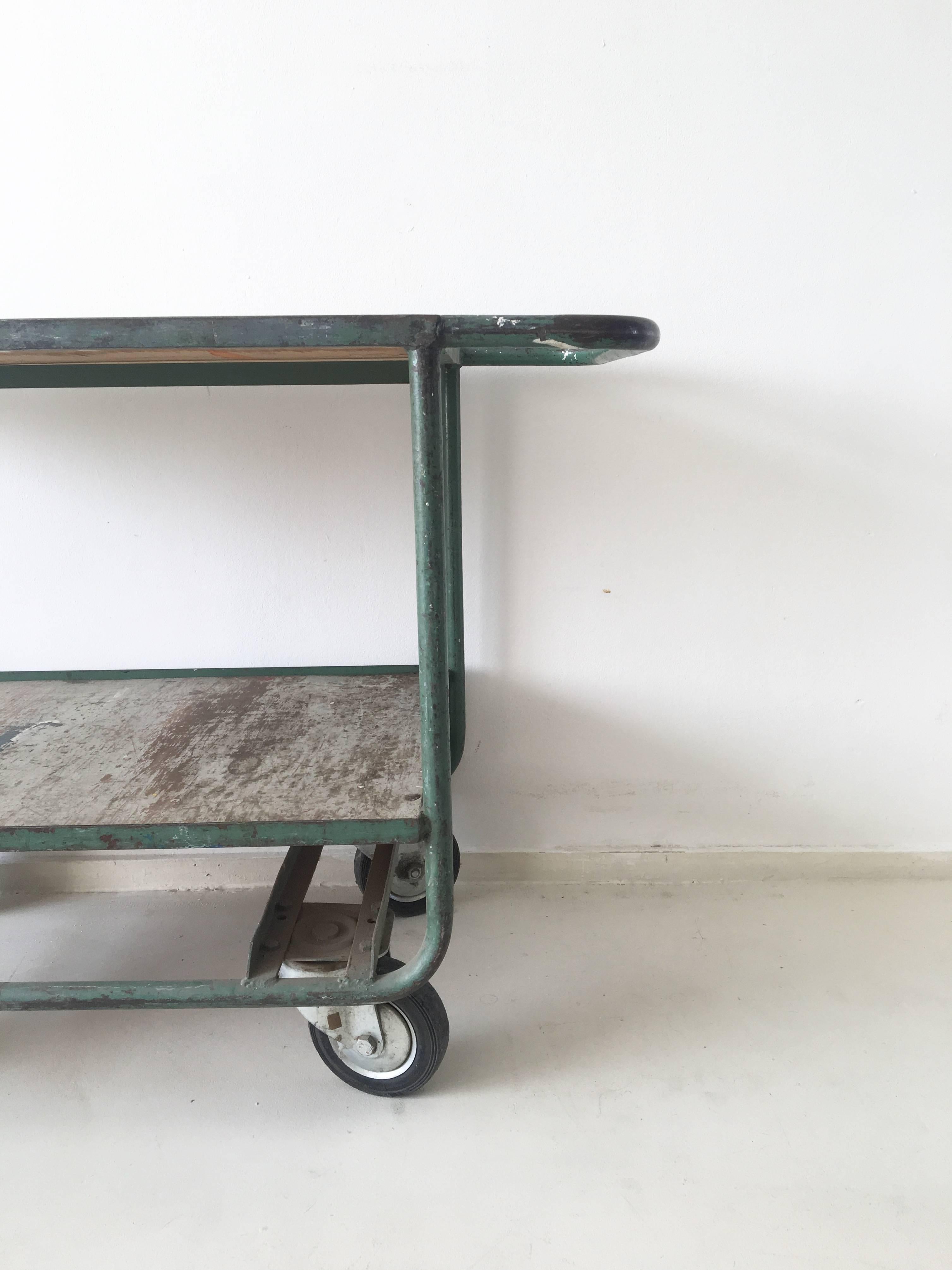 Painted Industrial Mid-Century Cart, Trolley, circa 1950s