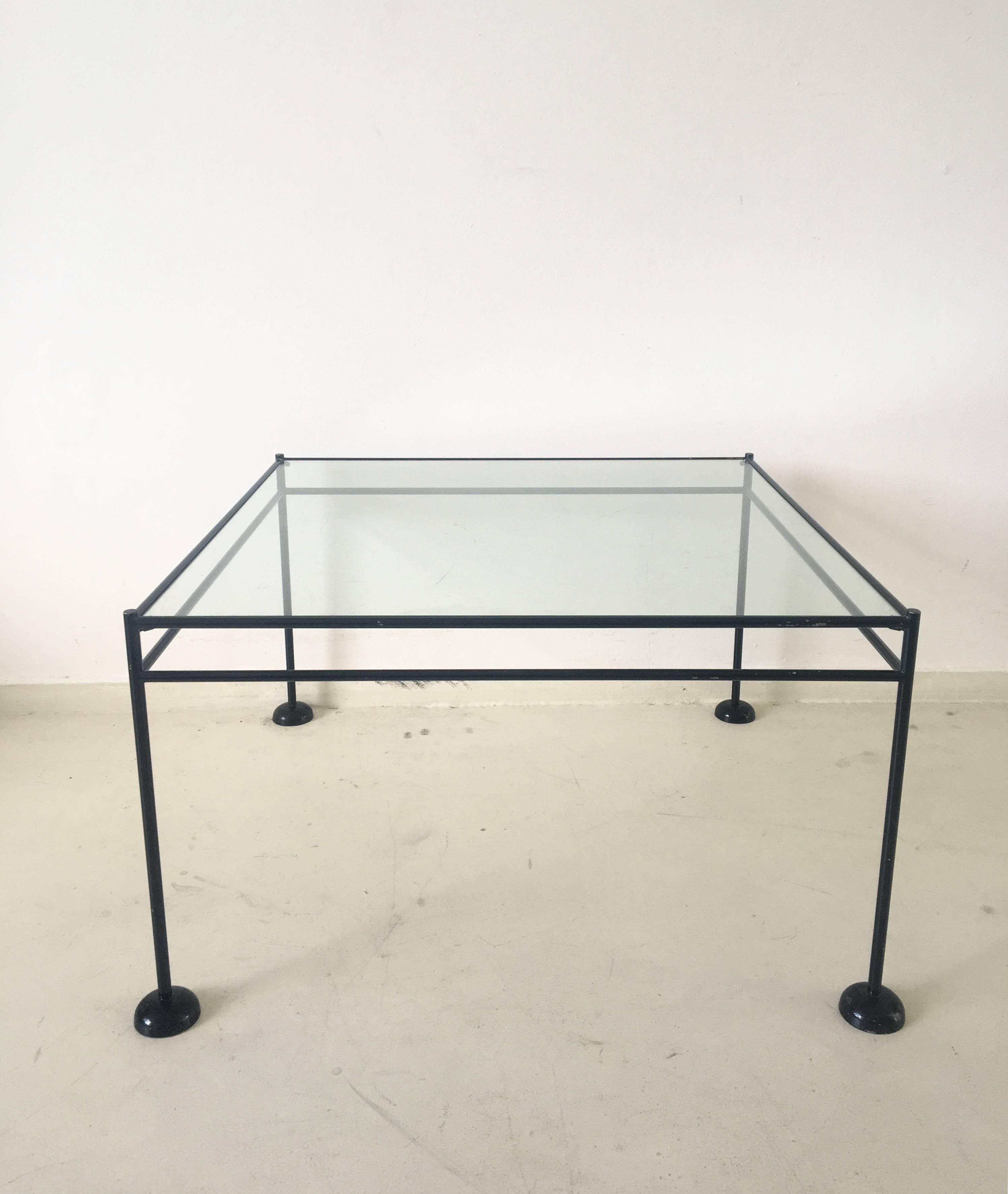 Industrial Exceptional Minimalist Metal and Glass Coffee Table, circa 1960s