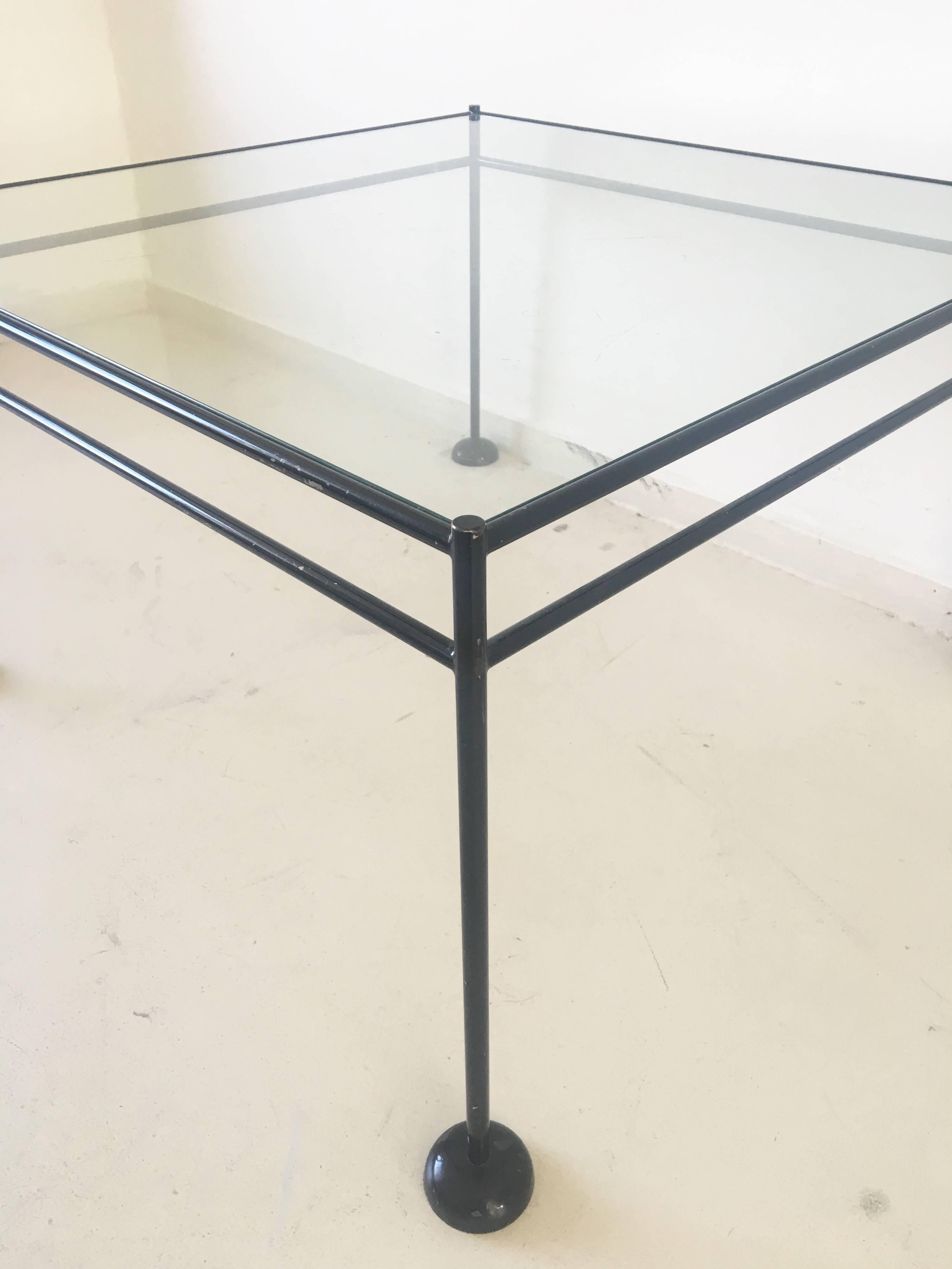 European Exceptional Minimalist Metal and Glass Coffee Table, circa 1960s