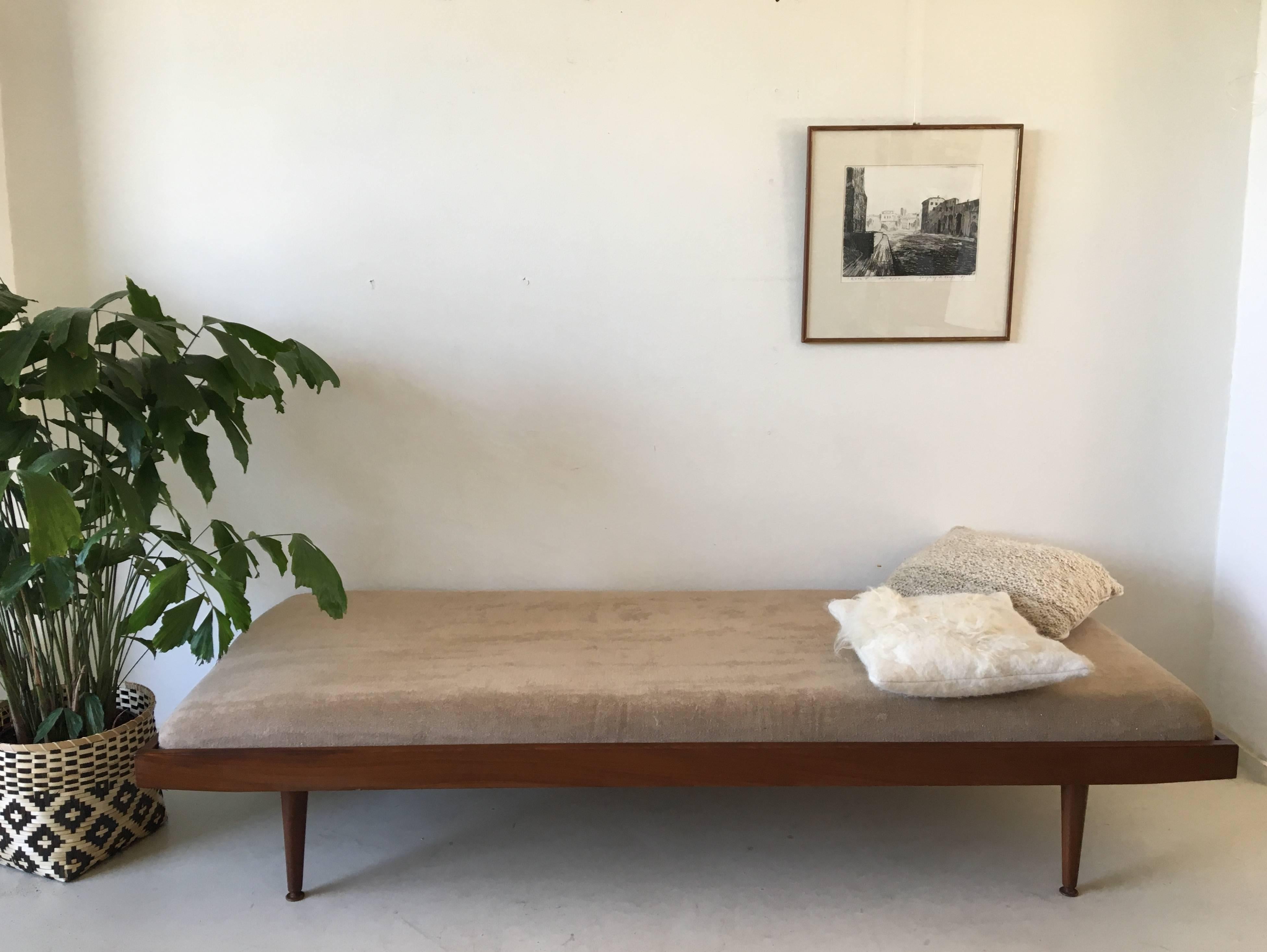 Brass Teak Daybed with Mattress in Style of Pastoe, 1960s