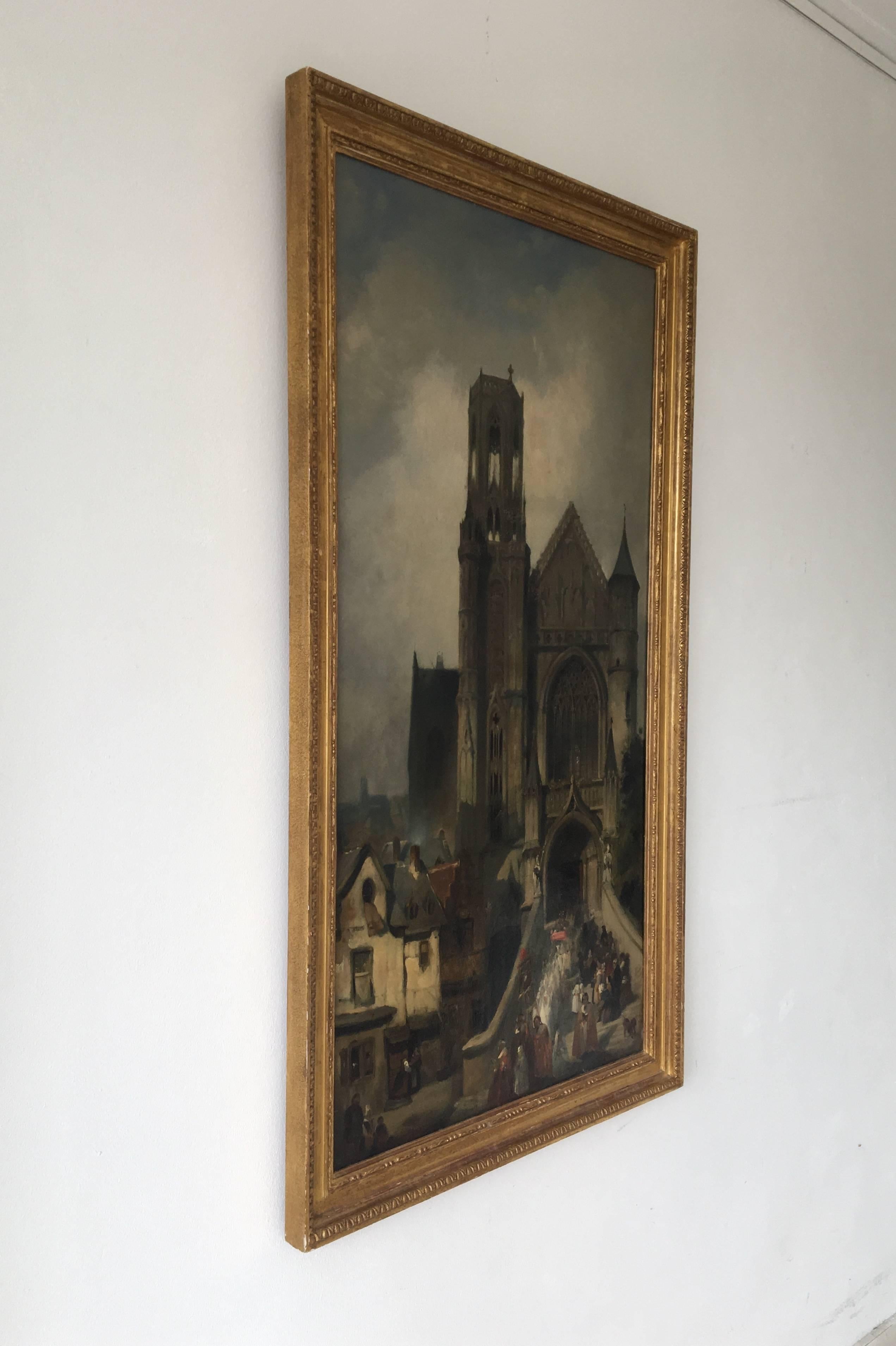 Other Joseph Bles, Enormous Religious Oil on Canvas Painting, 19th Century For Sale