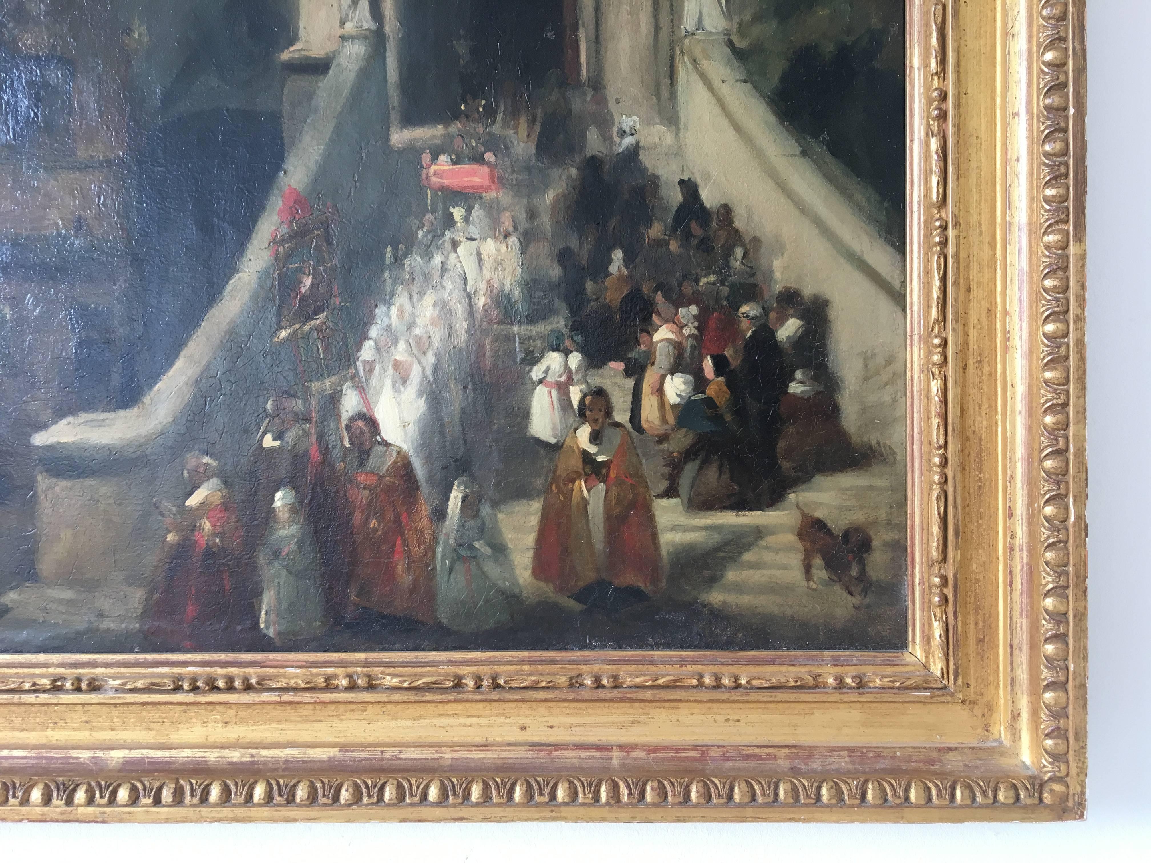 Dutch Joseph Bles, Enormous Religious Oil on Canvas Painting, 19th Century For Sale