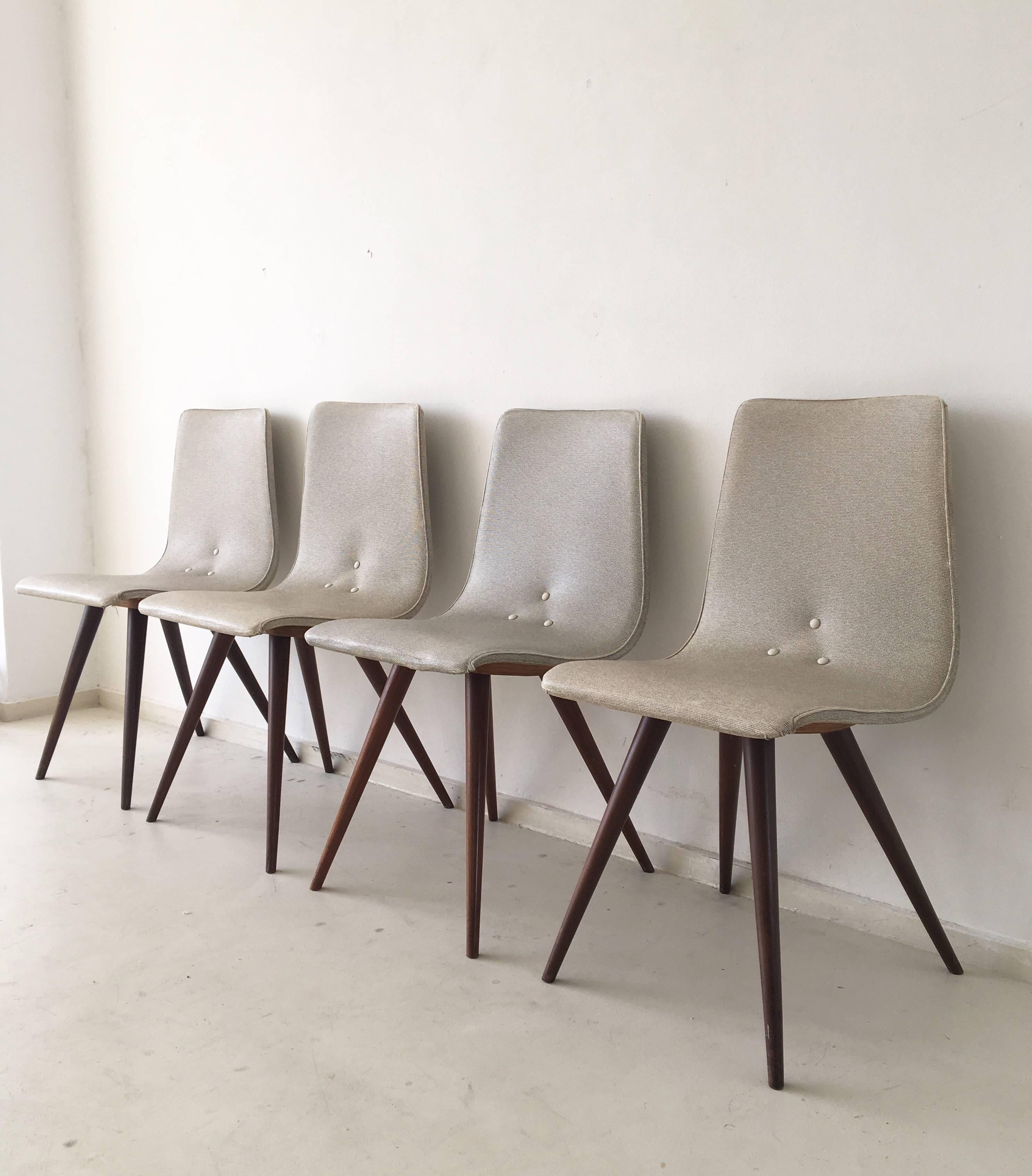 Mid-Century Modern Rare White and Grey Mid-Century Dining Chairs, 1950s For Sale