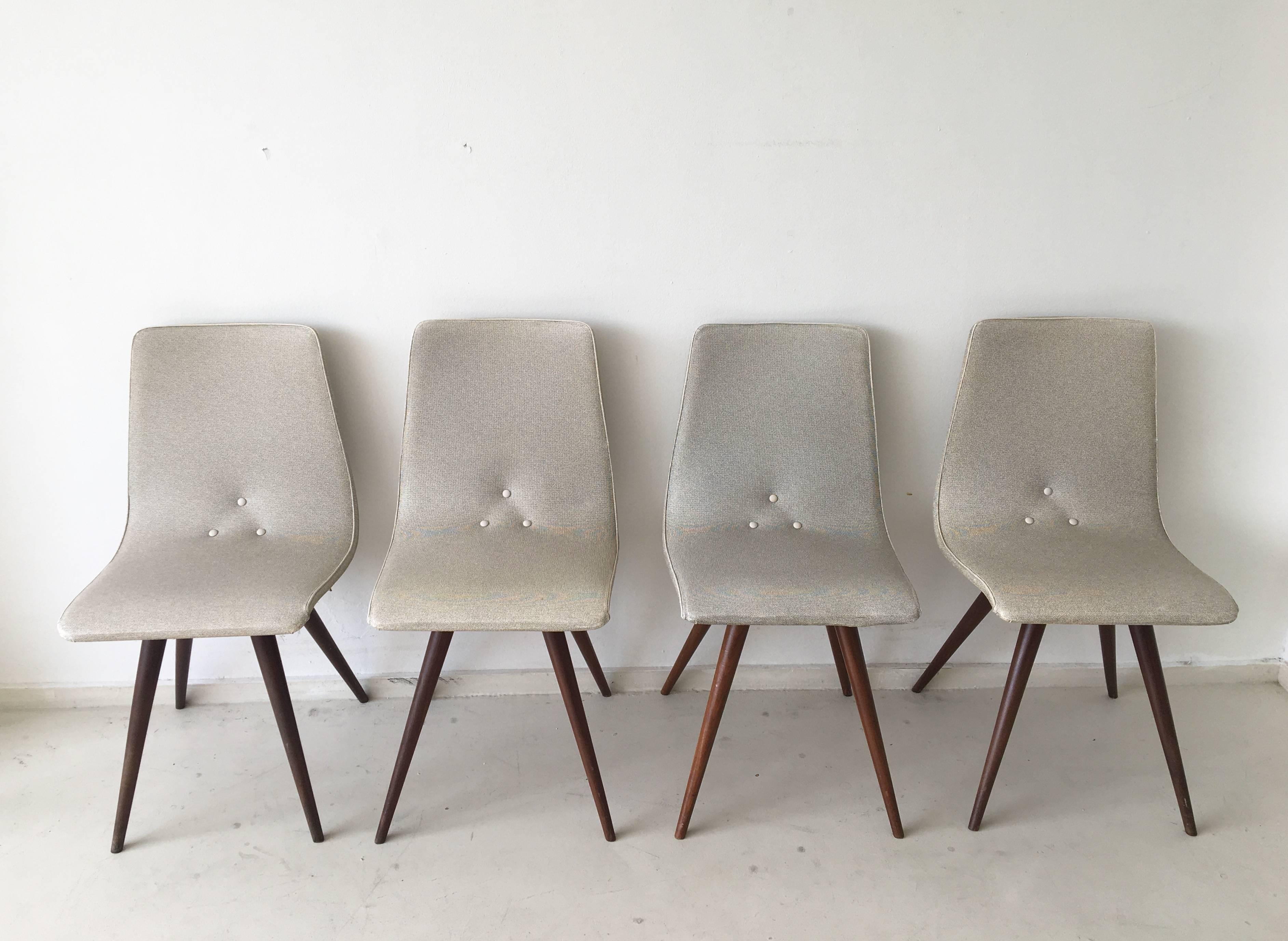 Dutch Rare White and Grey Mid-Century Dining Chairs, 1950s For Sale
