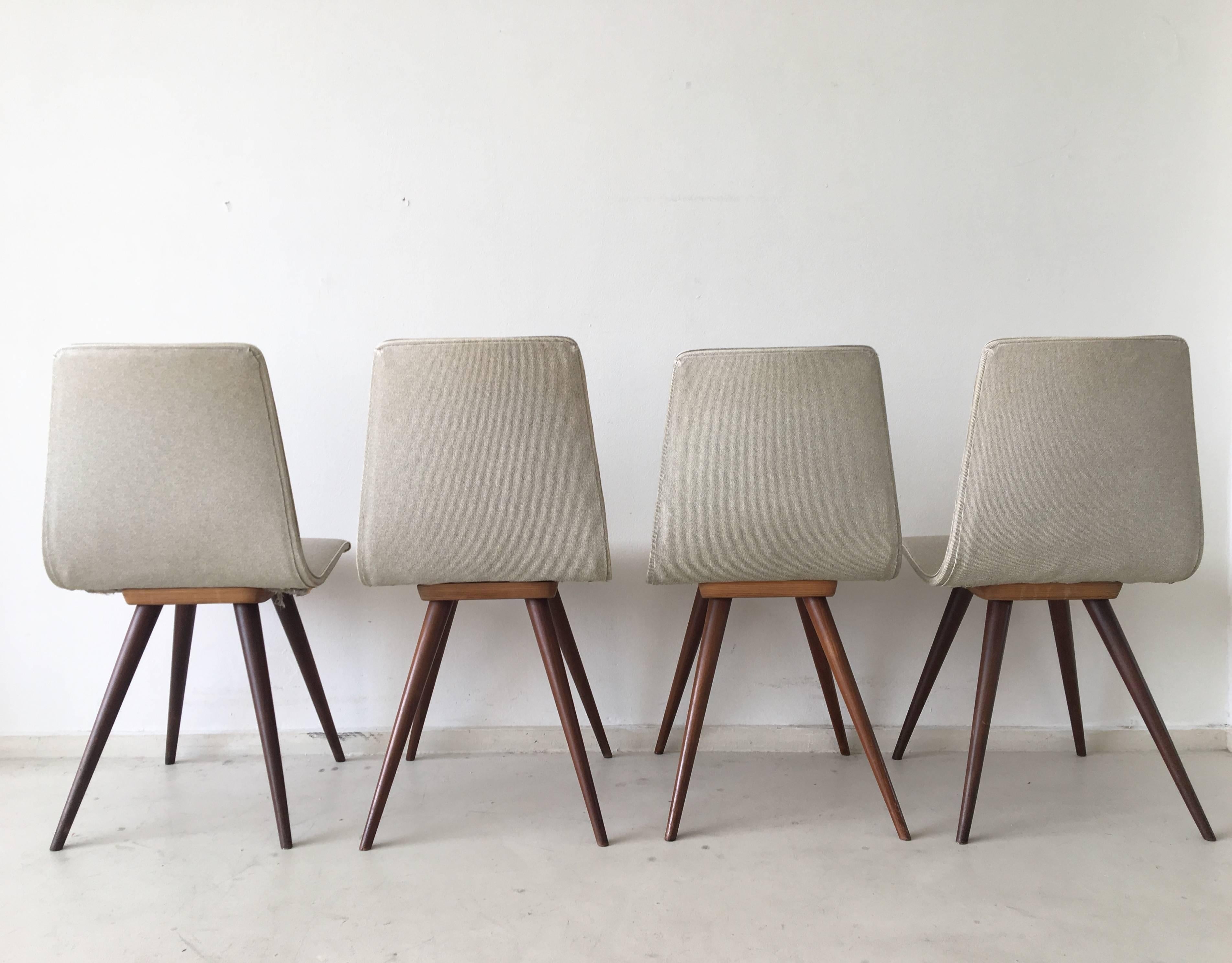 Rare White and Grey Mid-Century Dining Chairs, 1950s In Good Condition For Sale In Schagen, NL