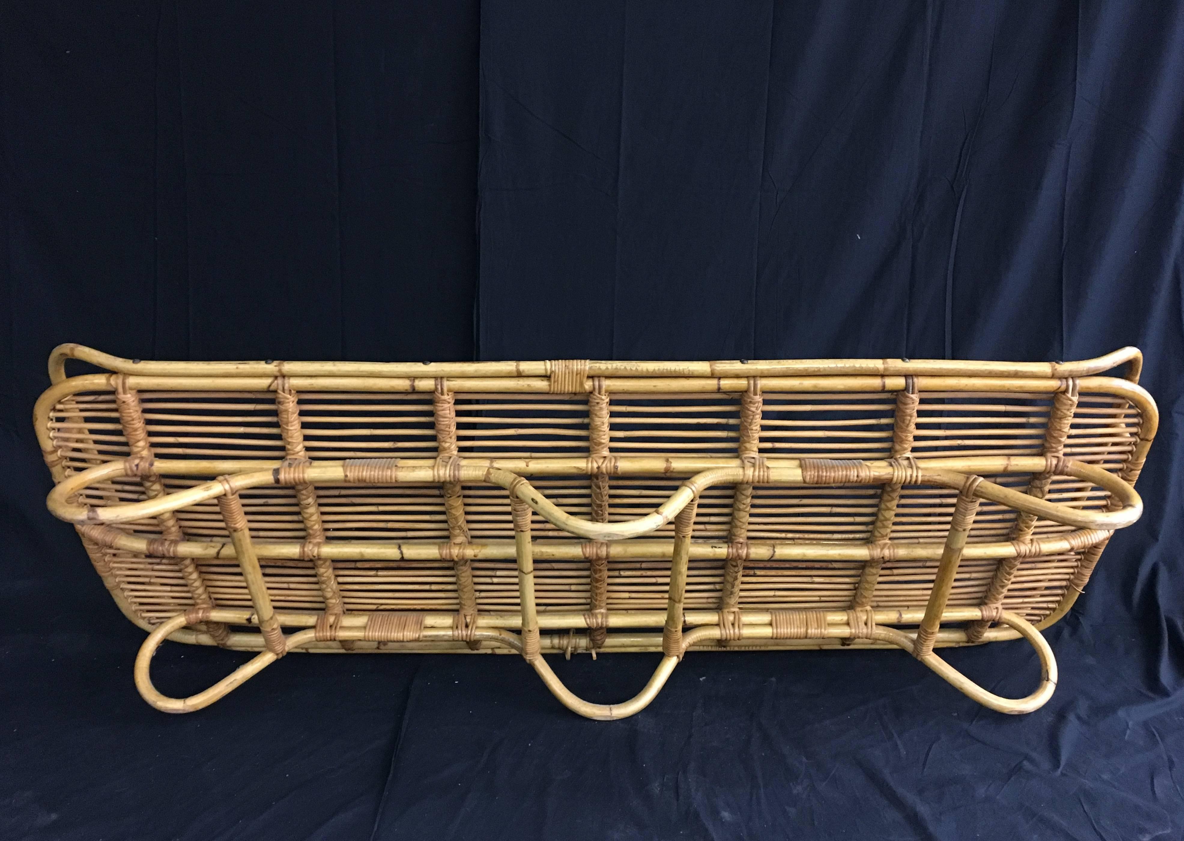 Dutch Midcentury Bohemian, Rattan Bed, Daybed, 1950s