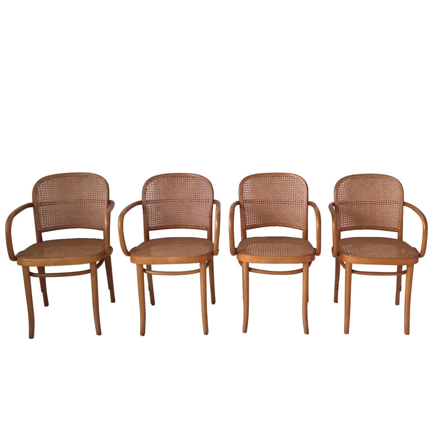 Josef Hoffmann, Bentwood and Cane No. 811 Chairs, Set of Four, 1960s