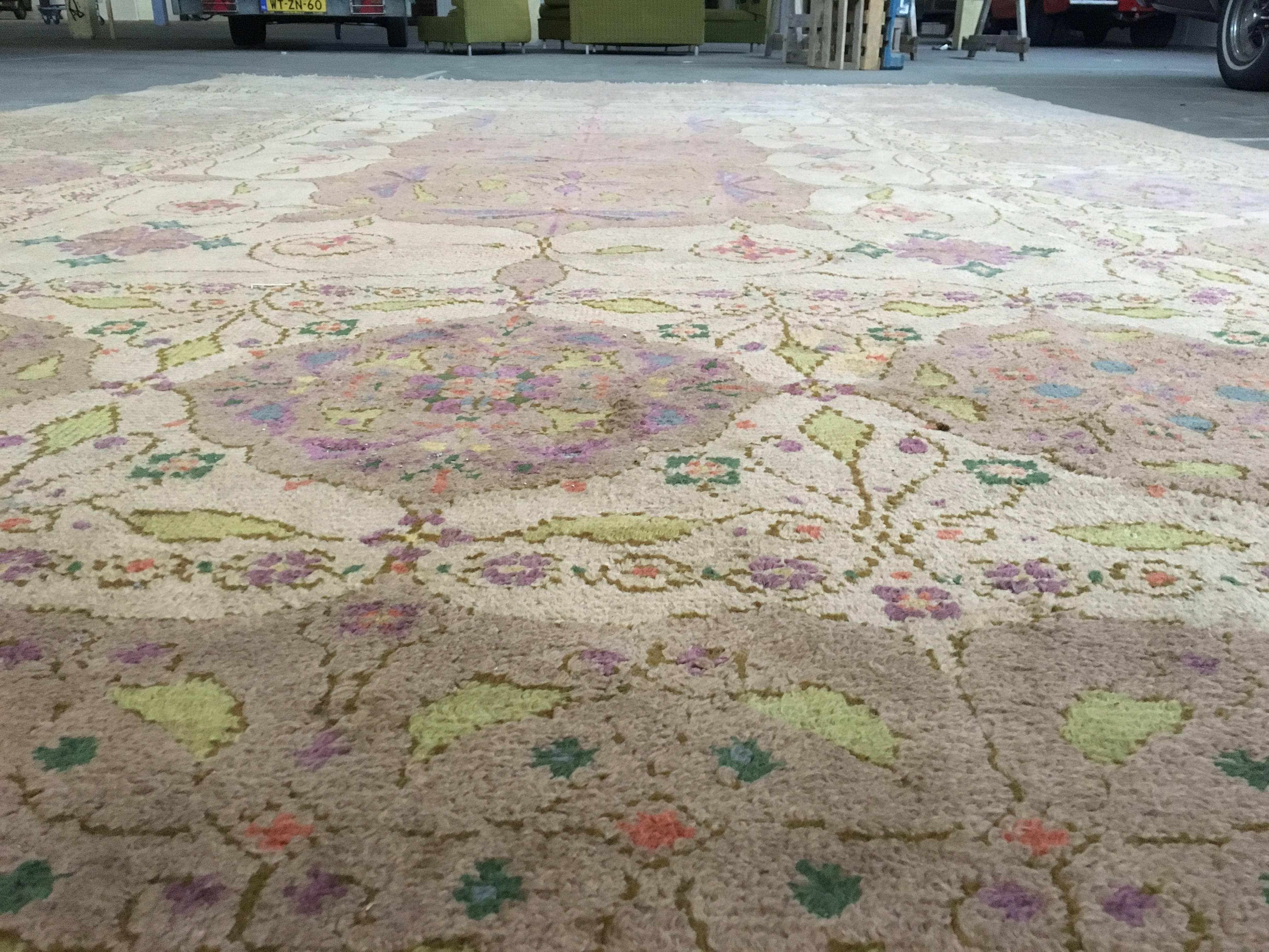Wool Art Nouveau Hand Knotted Carpet with Floral Design, Theo Nieuwenhuis, 1890-1905 For Sale