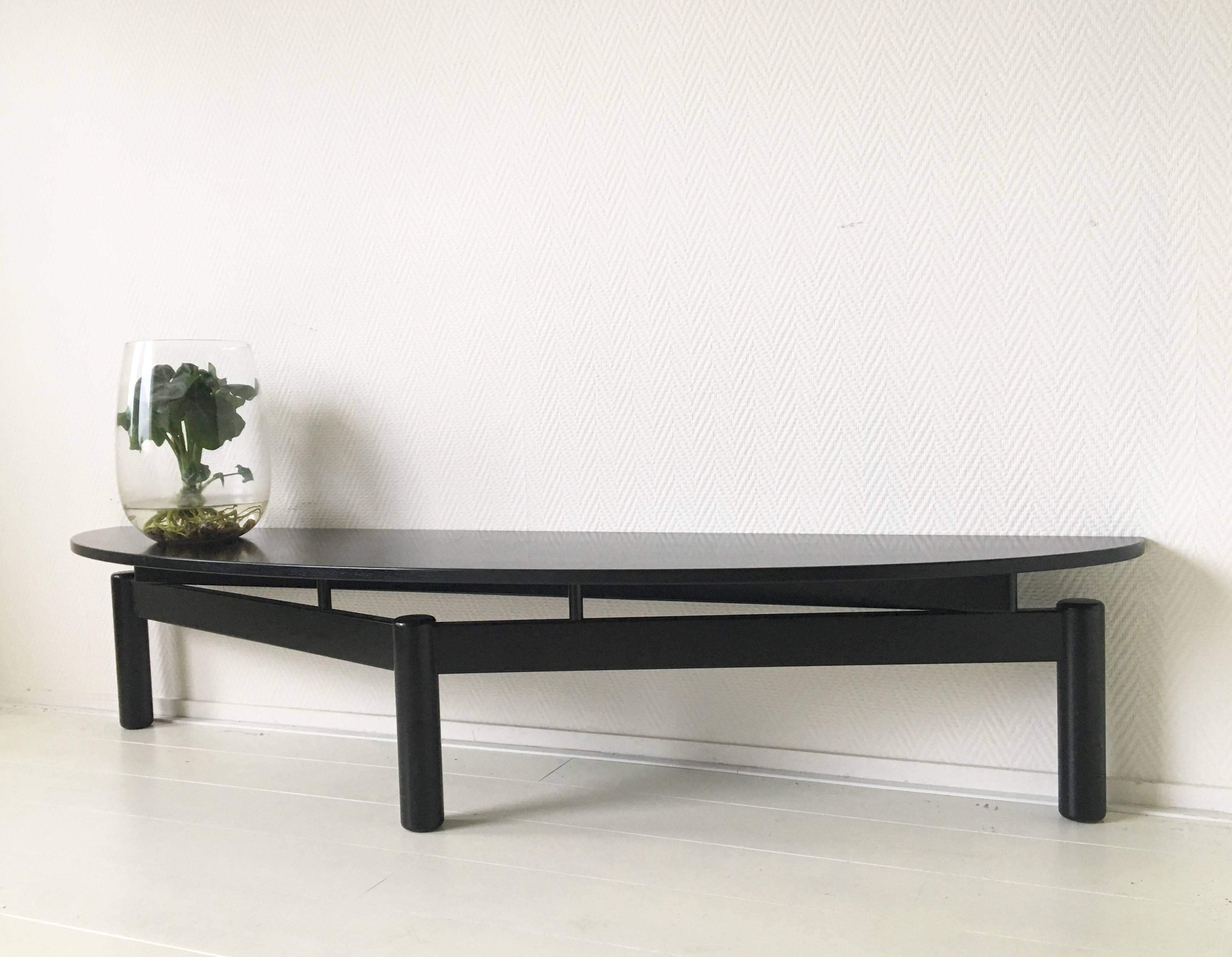 Ebonized Black Coffee Table, Console Table, Model Sinbad, by Vico Magistretti for Cassina