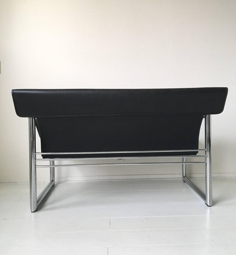 Swiss De Sede DS-127, Rare Black Leather Sofa and Lounge Chair by Gerd Lange, 1980s For Sale