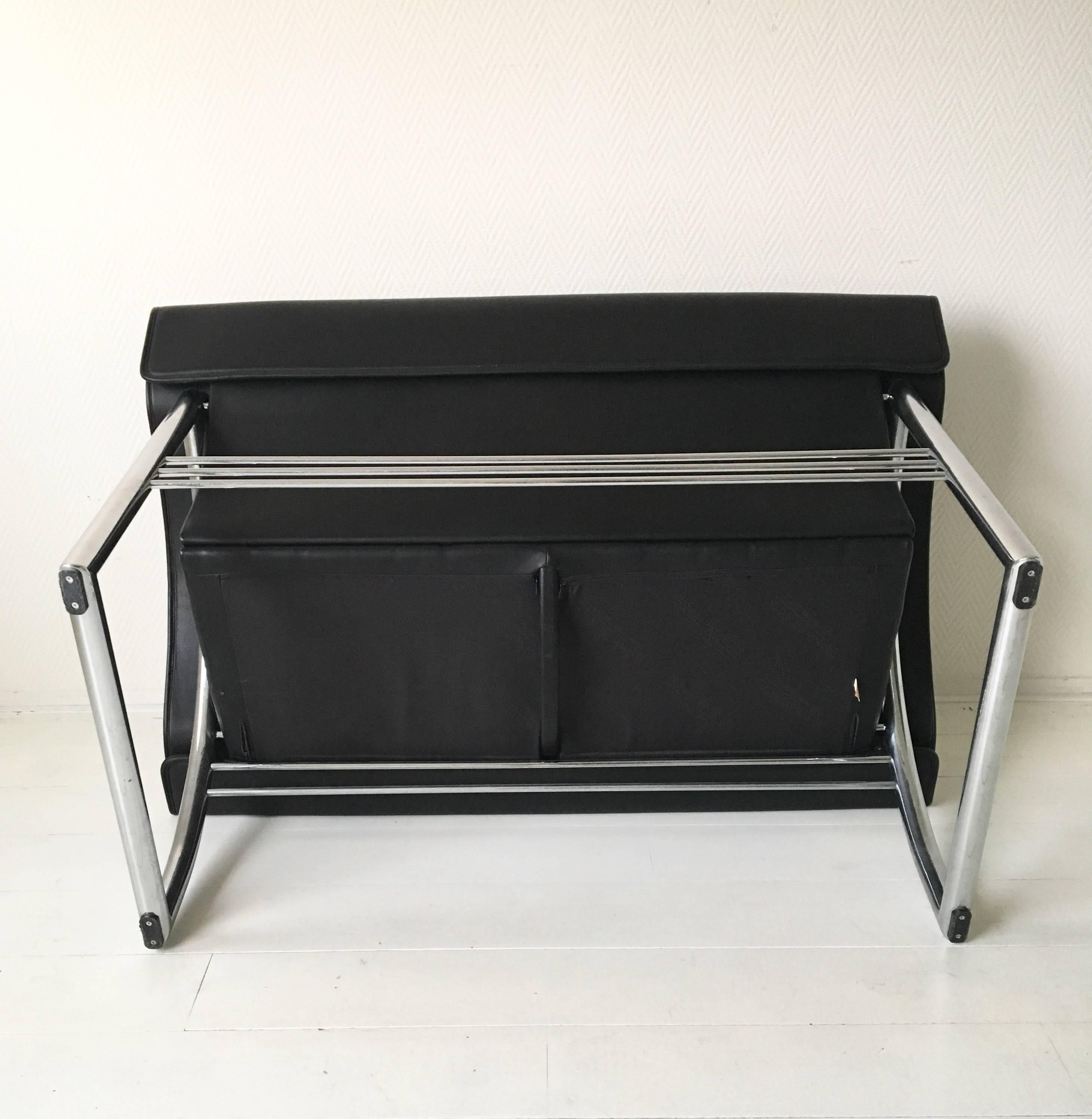 Métal De Sede DS-127, Rare canapé et fauteuil de salon en cuir noir par Gerd Lange, années 1980 en vente