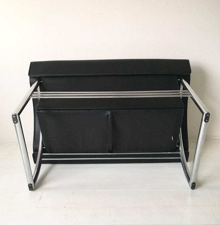 Metal De Sede DS-127, Rare Black Leather Sofa and Lounge Chair by Gerd Lange, 1980s For Sale