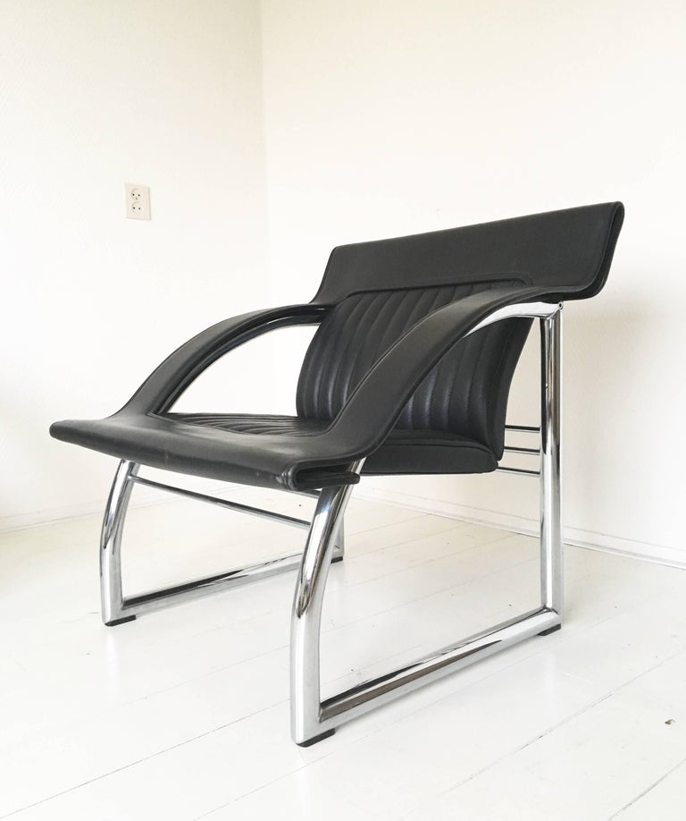 De Sede DS-127, Rare Black Leather Sofa and Lounge Chair by Gerd Lange, 1980s For Sale 3