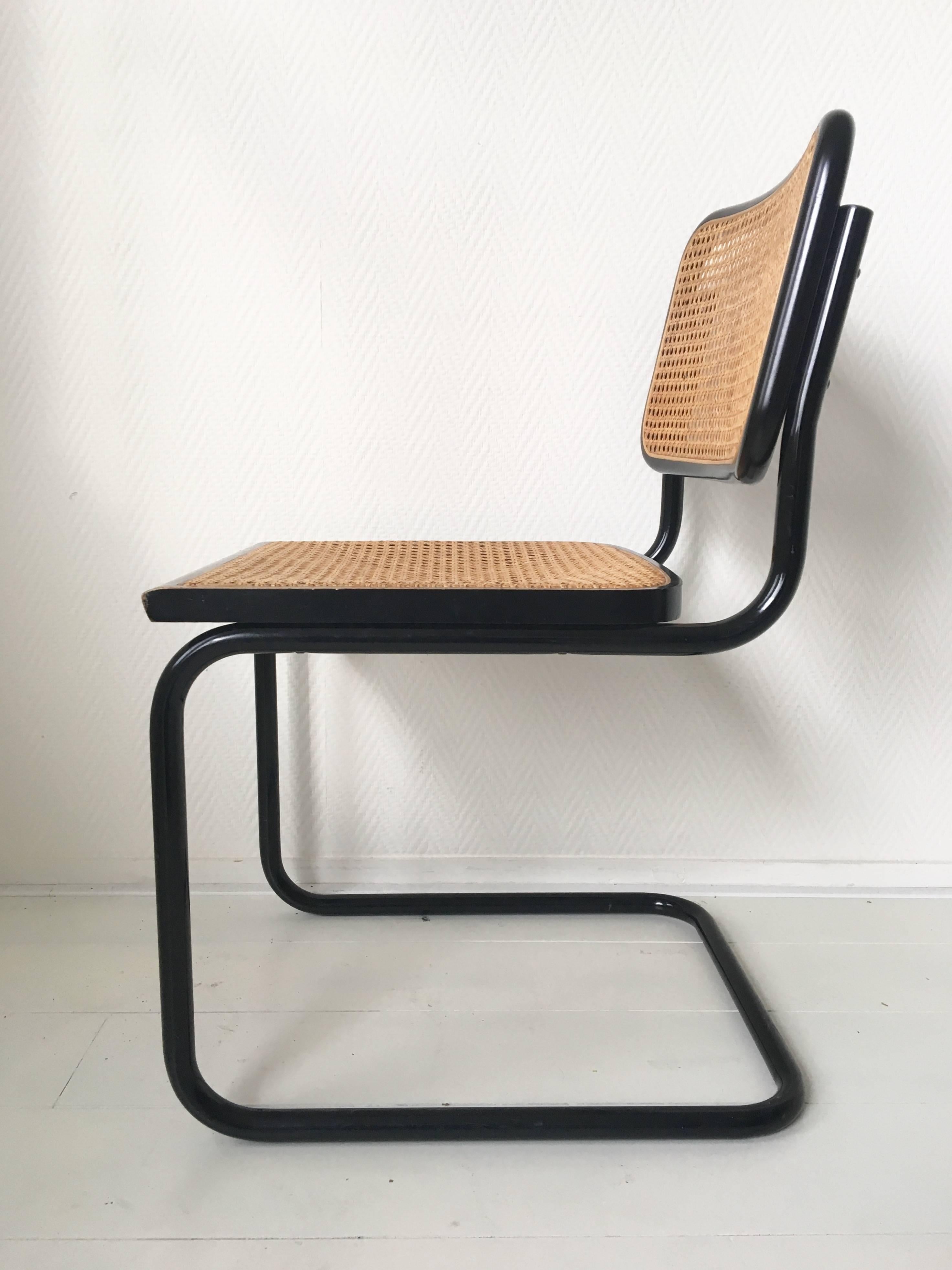 Set of Four Black Italian Dining Chairs by Marcel Breuer for Cidue, 1970s In Excellent Condition In Schagen, NL