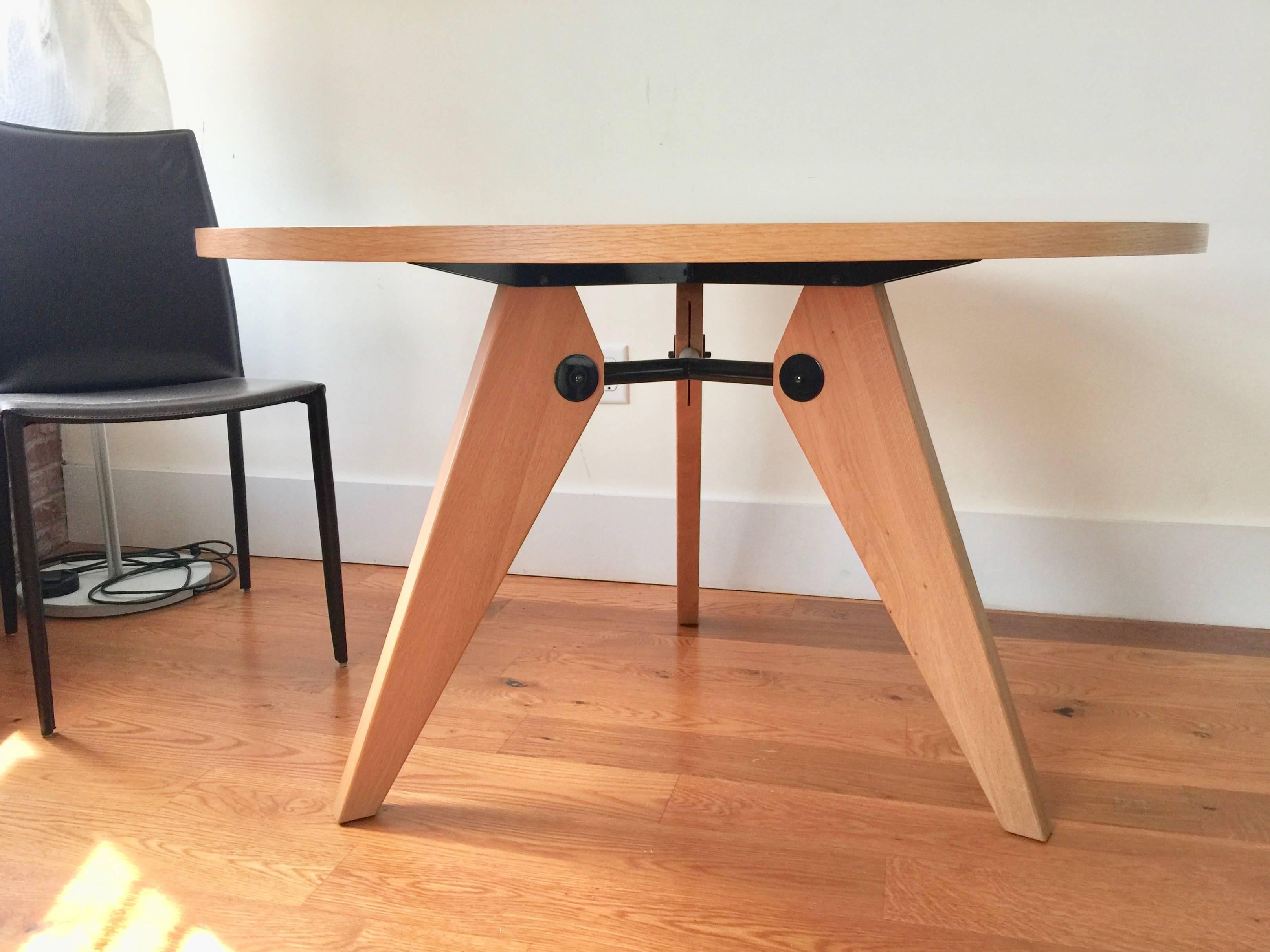 Vitra Dining Table Gueridon designed by Jean Prouve' wood and white top In Good Condition In Jersey City, NJ