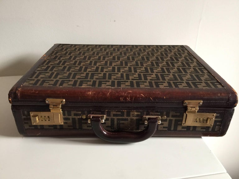 Fendi Zucca Pattern Briefcase Vintage circa 1971 Rare For Sale at 1stdibs