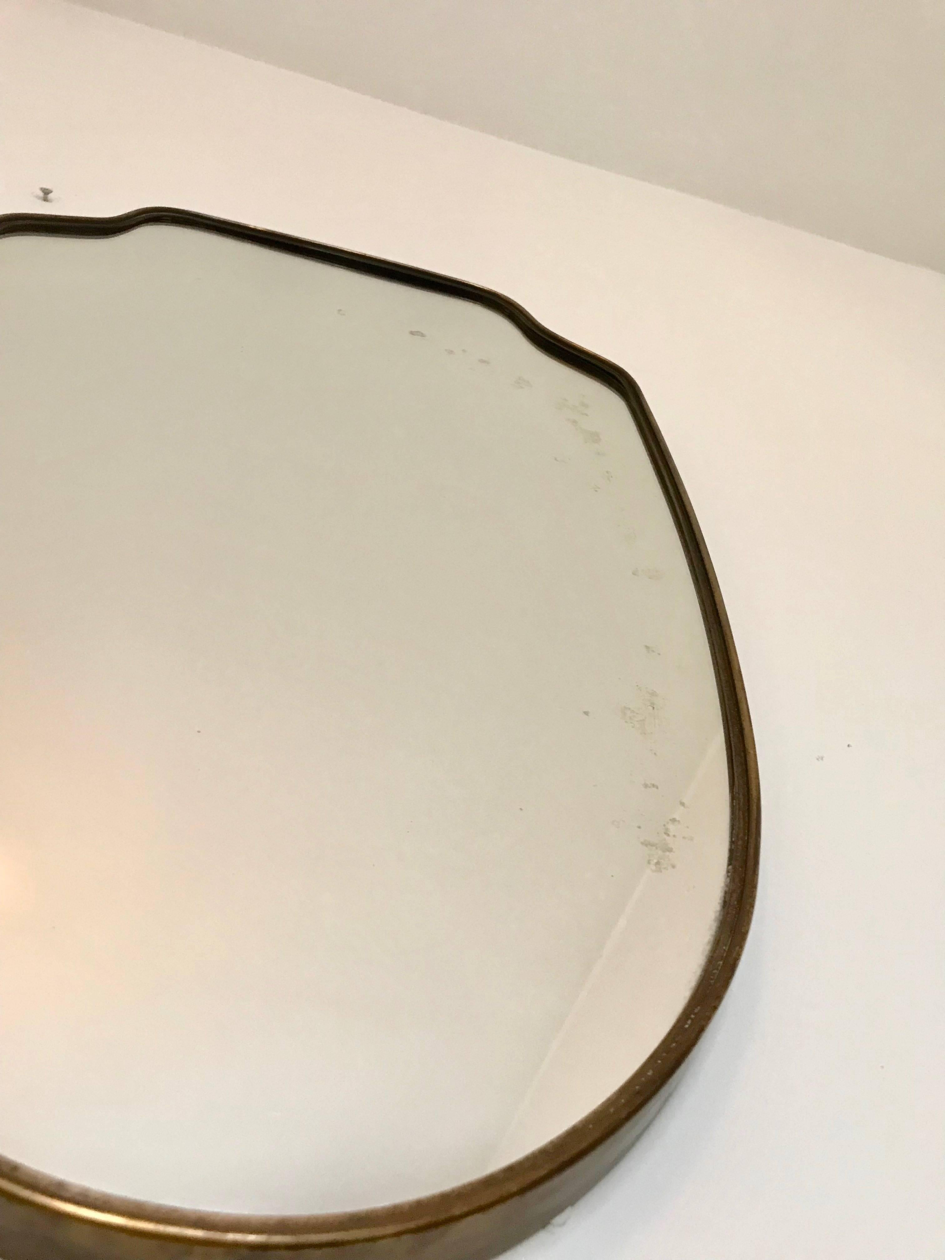 Italian Brass Frame Mirror  In Good Condition In Jersey City, NJ