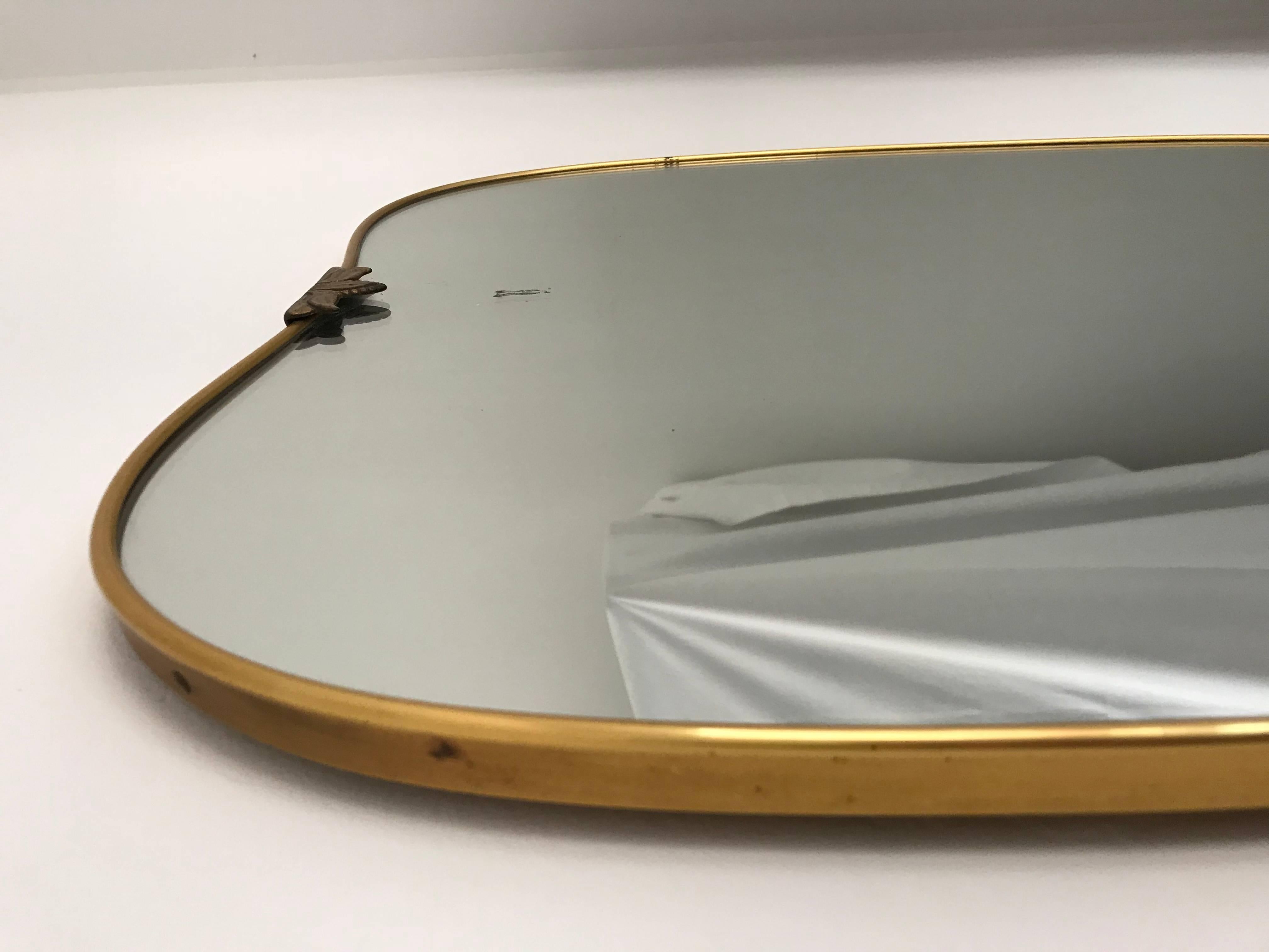Mid-Century Modern Italian Brass Frame Mirror, circa 1950s